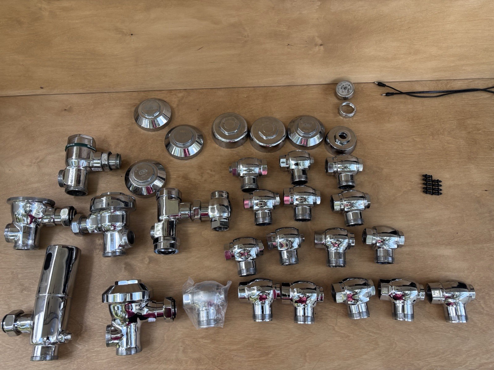 Plumbing LOT Of Sloan Duren Chrome Plated Brass Fittings: Stops, Aquaflush Senor