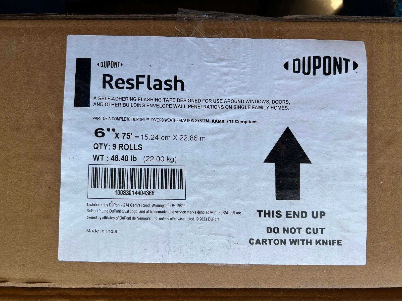 DuPont Res Flash 6″ x 75′ Butyl Flashing Tape Windows Doors Home HVAC ResFlash