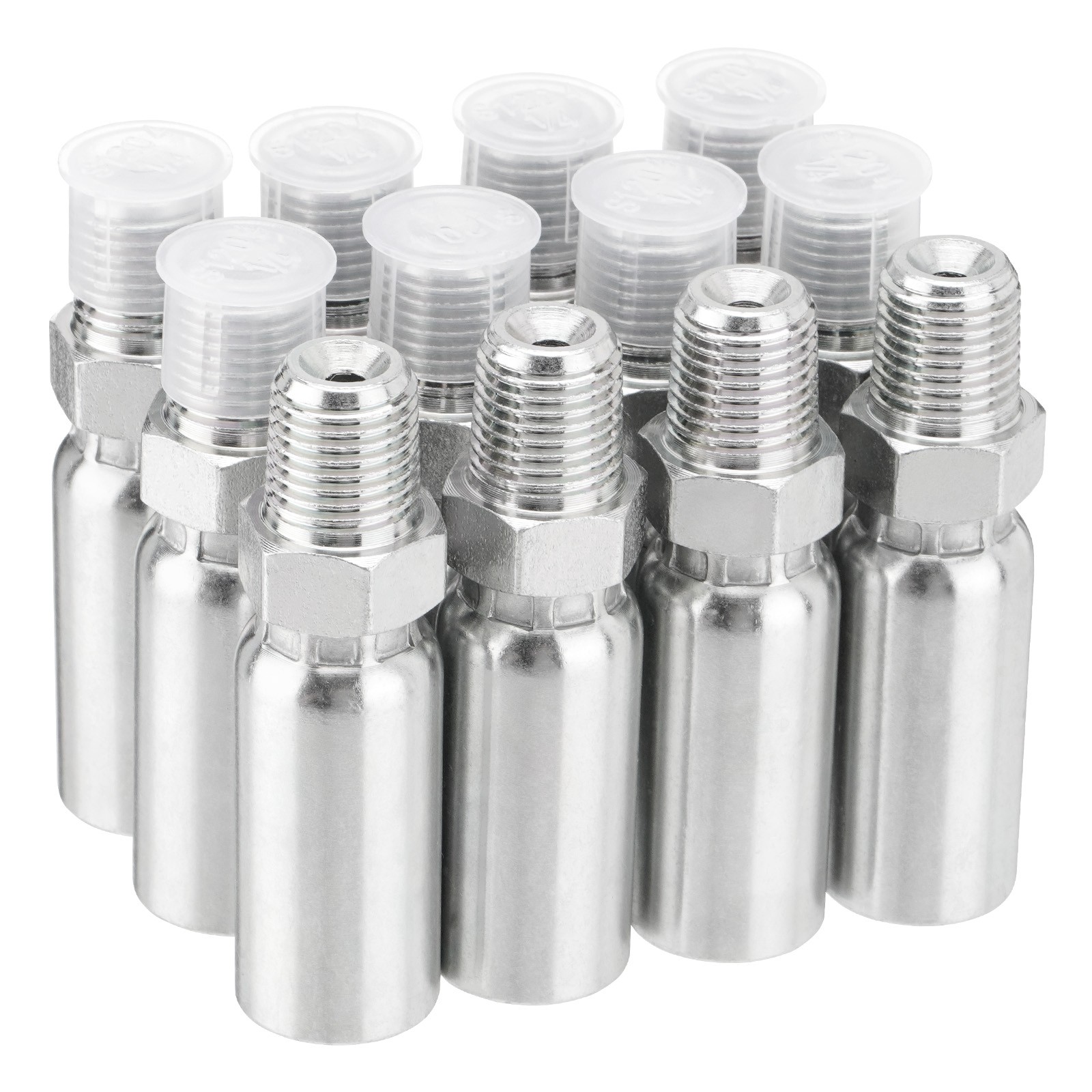 12 Pack Hydraulic Hose Fittings, 1/4″ I.D. Hose x 1/4″ NPTF Male with Protection