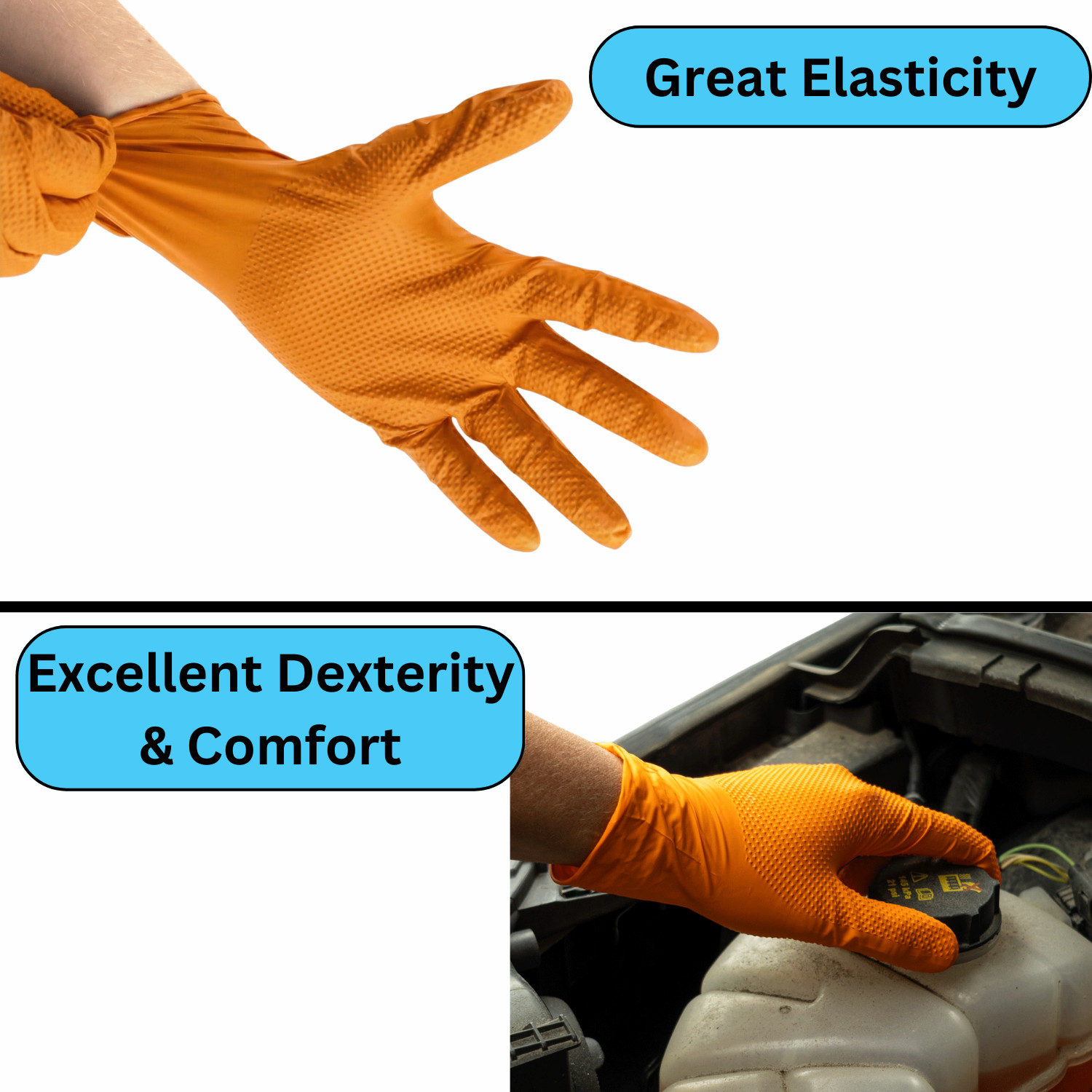 Wolverine Orange Nitrile Gloves, 8 Mil, Raised Diamond Texture 1000 Pcs Medium