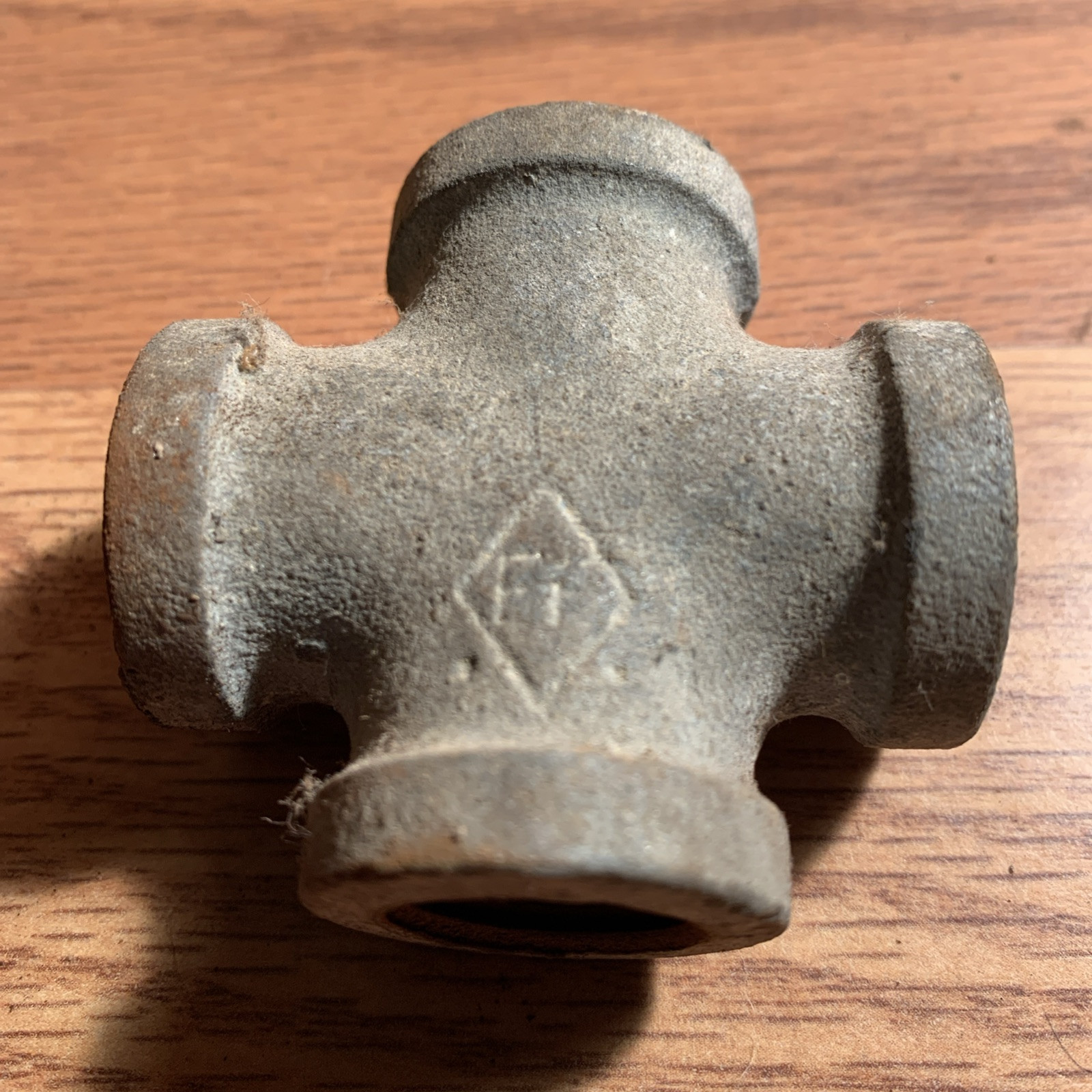 1/2 IRON CROSS 4-way TEE fitting pipe Old And Slightly Rusty