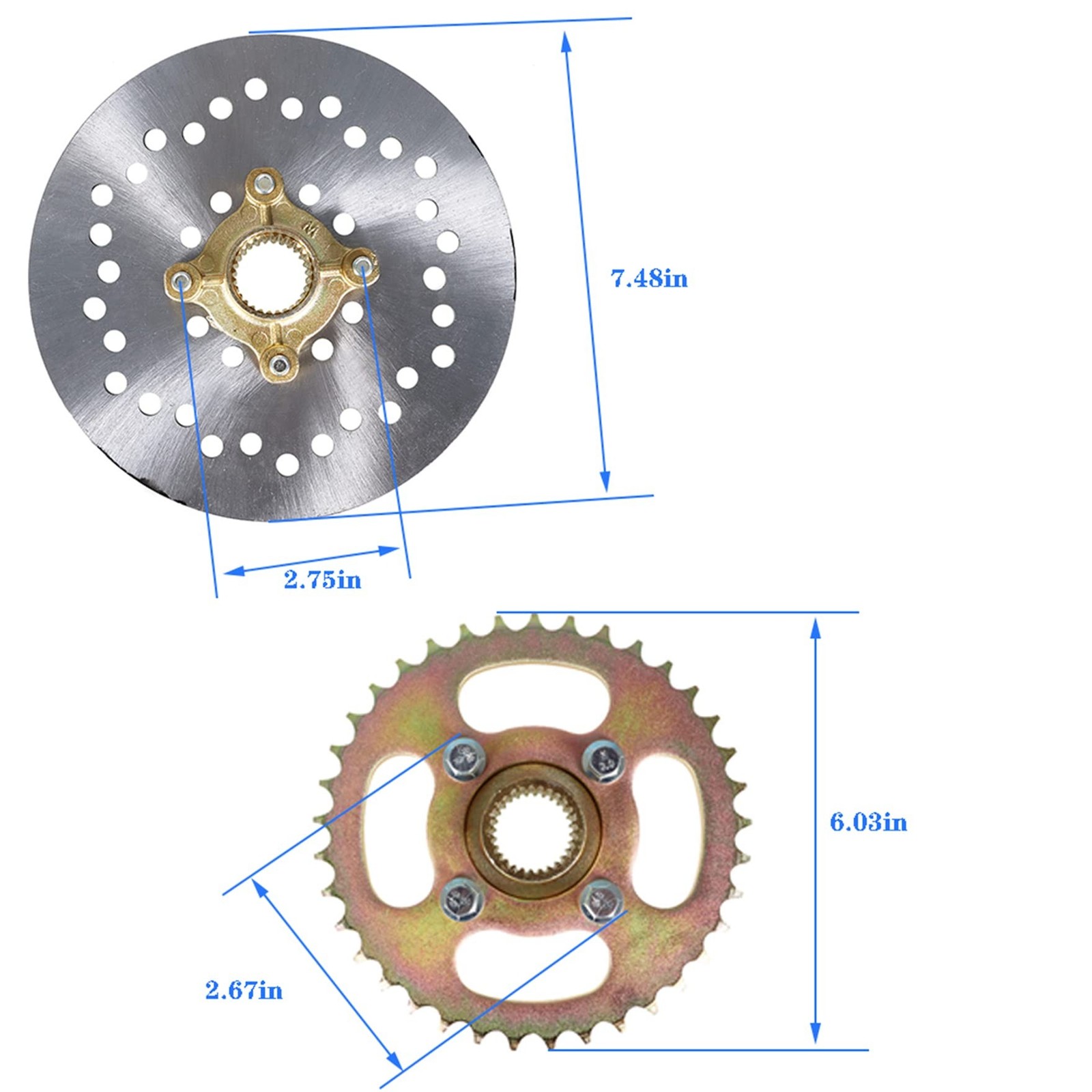 waltyotur 32 Go Kart ATV Rear Axle Assembly Kit Shaft & Hub & Chain & Brake M…