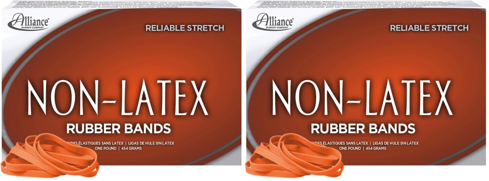 Non-Latex Rubber Bands, 1 lb Box, Approx. 380 Bands, 3.5″ x 1/4″, Orange, Pack o