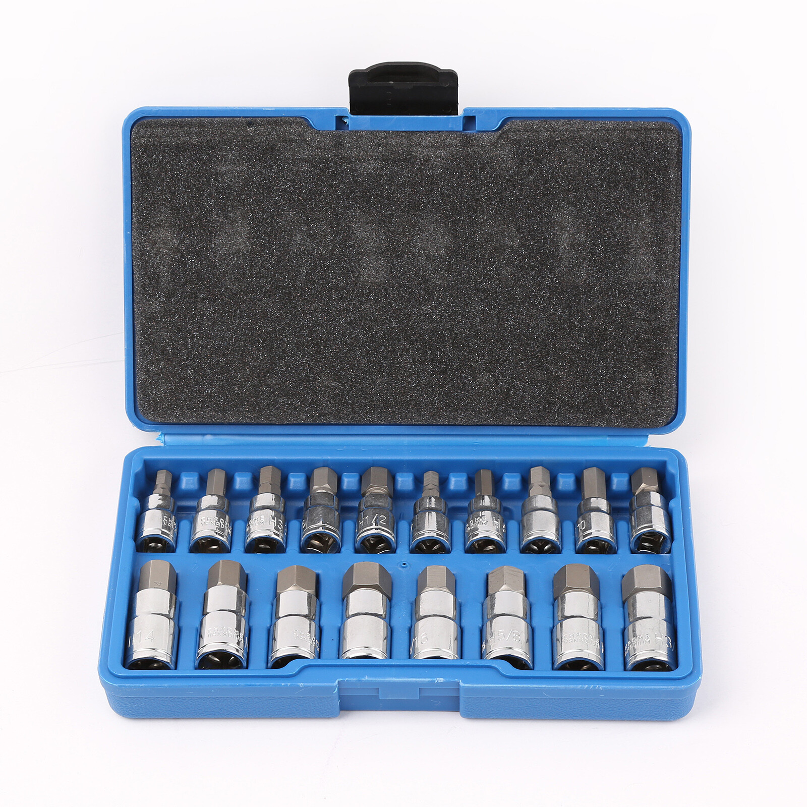32Pcs SAE And Metric Master Hex Bit Socket Set Standard Allen 1/4″ 3/8″ 1/2″ Dr