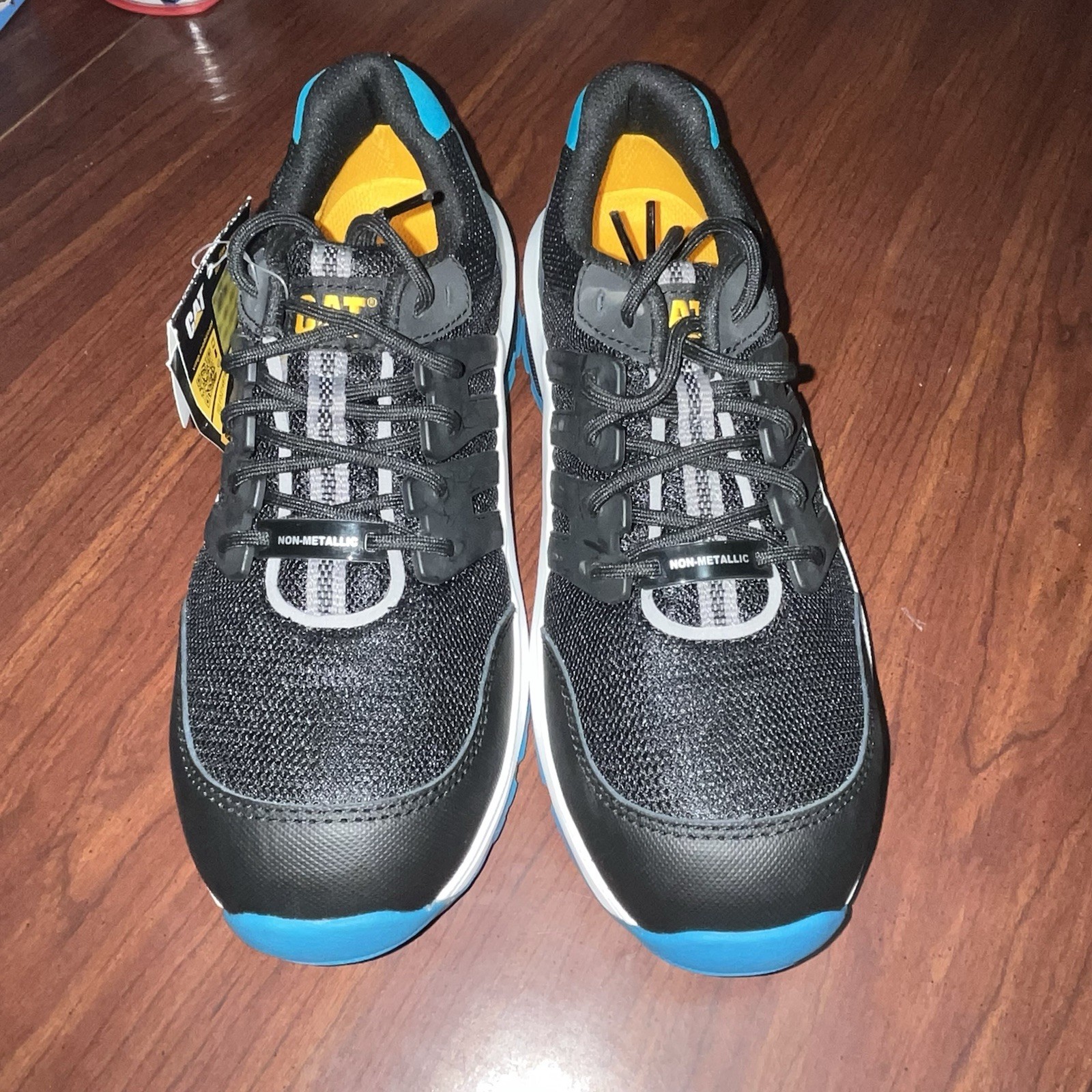 Women’s Sz 7W CAT Streamline Safety Shoe Composite Toe Black/Blue Tennis Shoes