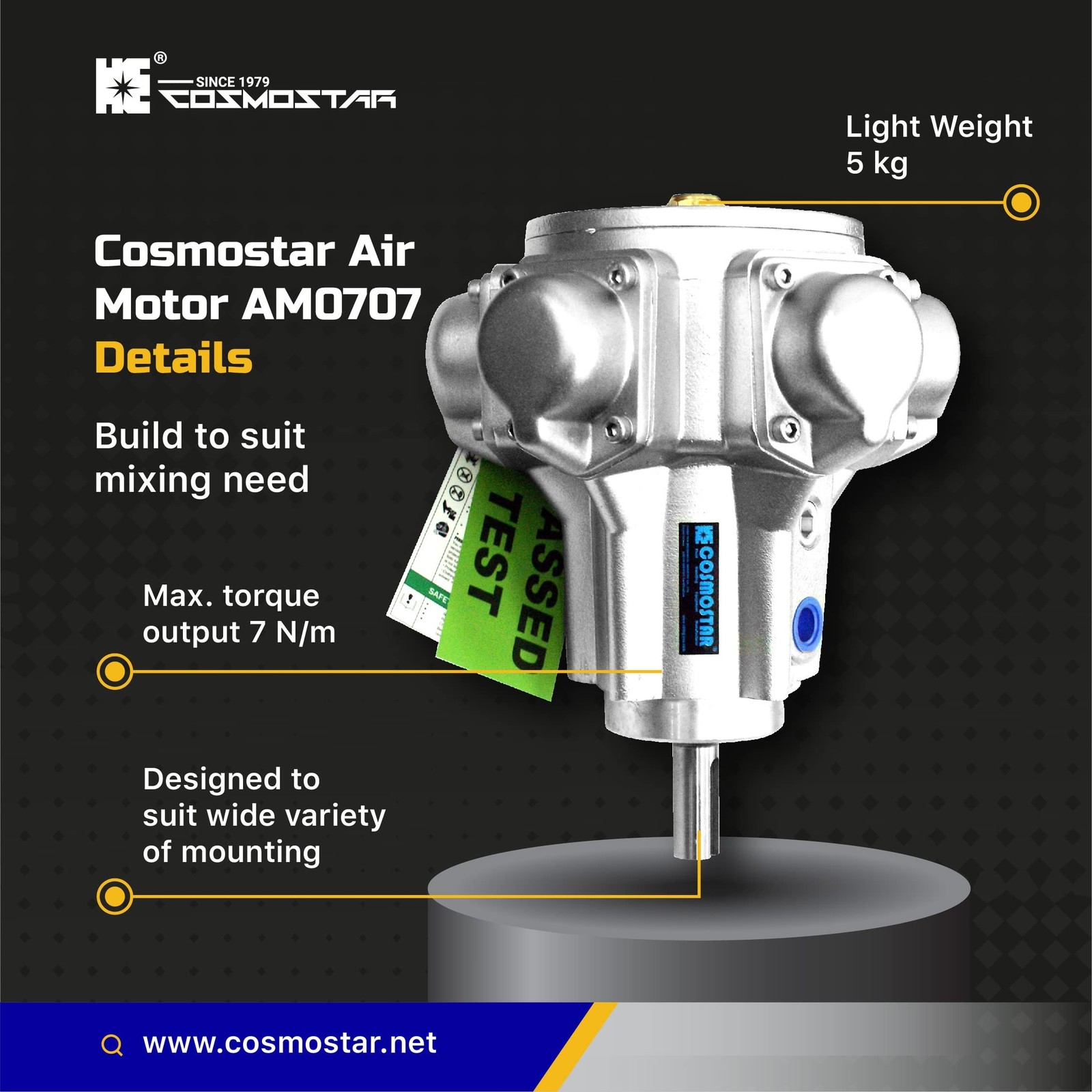 COSMOSTAR M0707 1/2 HP Bung Mount 55G Pneumatic Agitator | Barrel Drum Mixer …