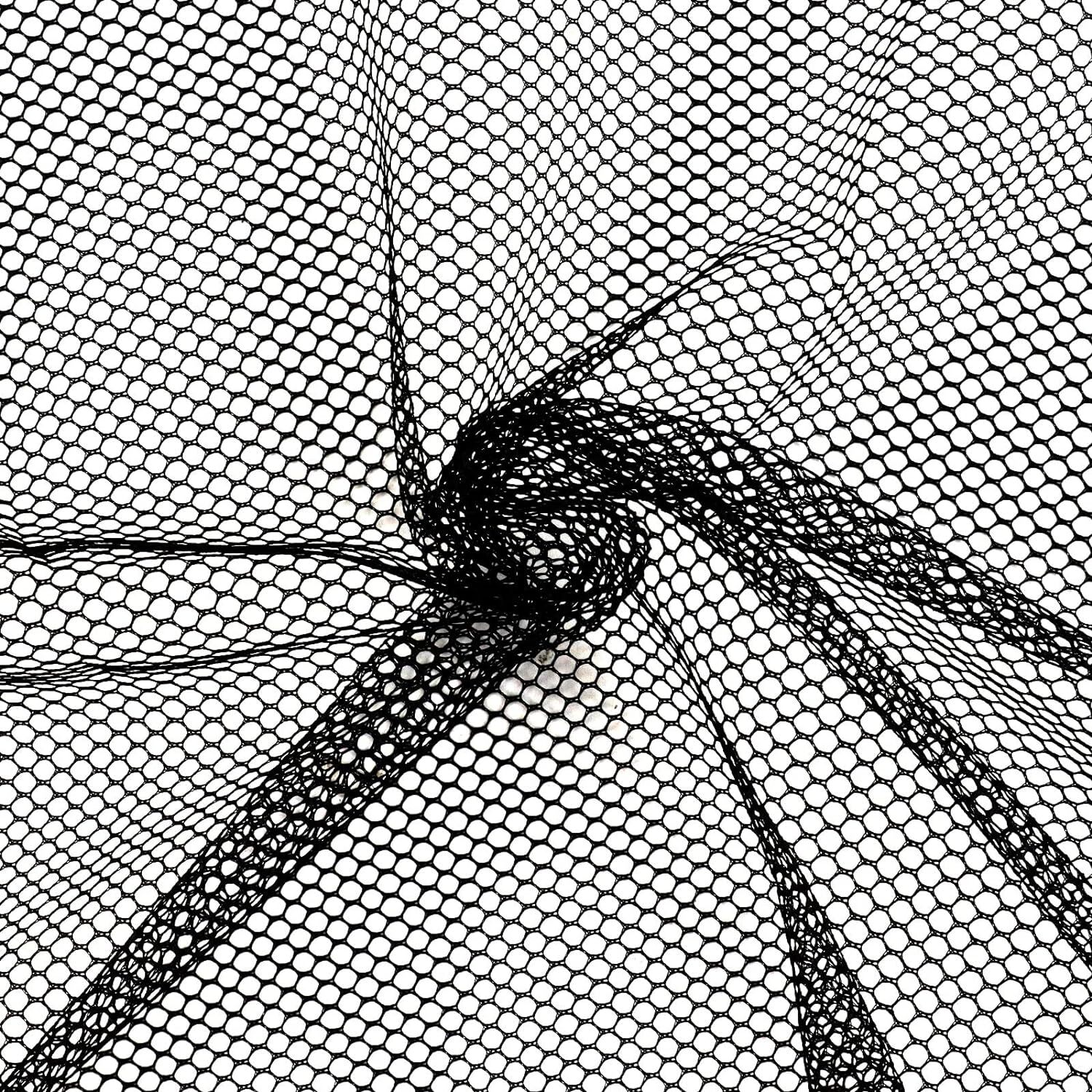 Black Mesh Fabric, 62 x 59 Inch Soft Netting Slightly Stretchy for