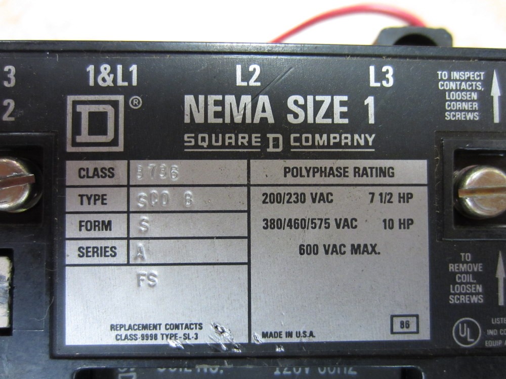 Square D 8736 SCO 8 Reversing Starter Series A