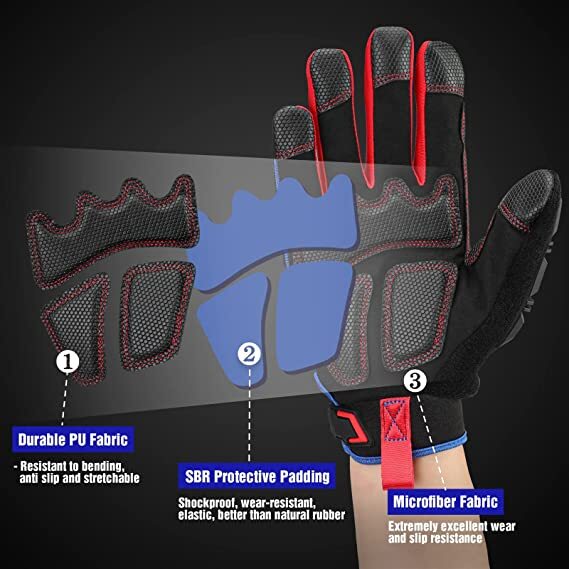 WORKPRO Heavy Duty Work Gloves w/PVC Protection Synthetic Leather Wear-Resistant