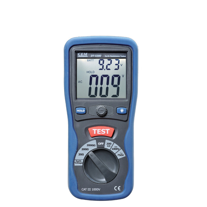 CEM DT-5300 Earth Ground Resistance Testers Backlight Low Battery Indication