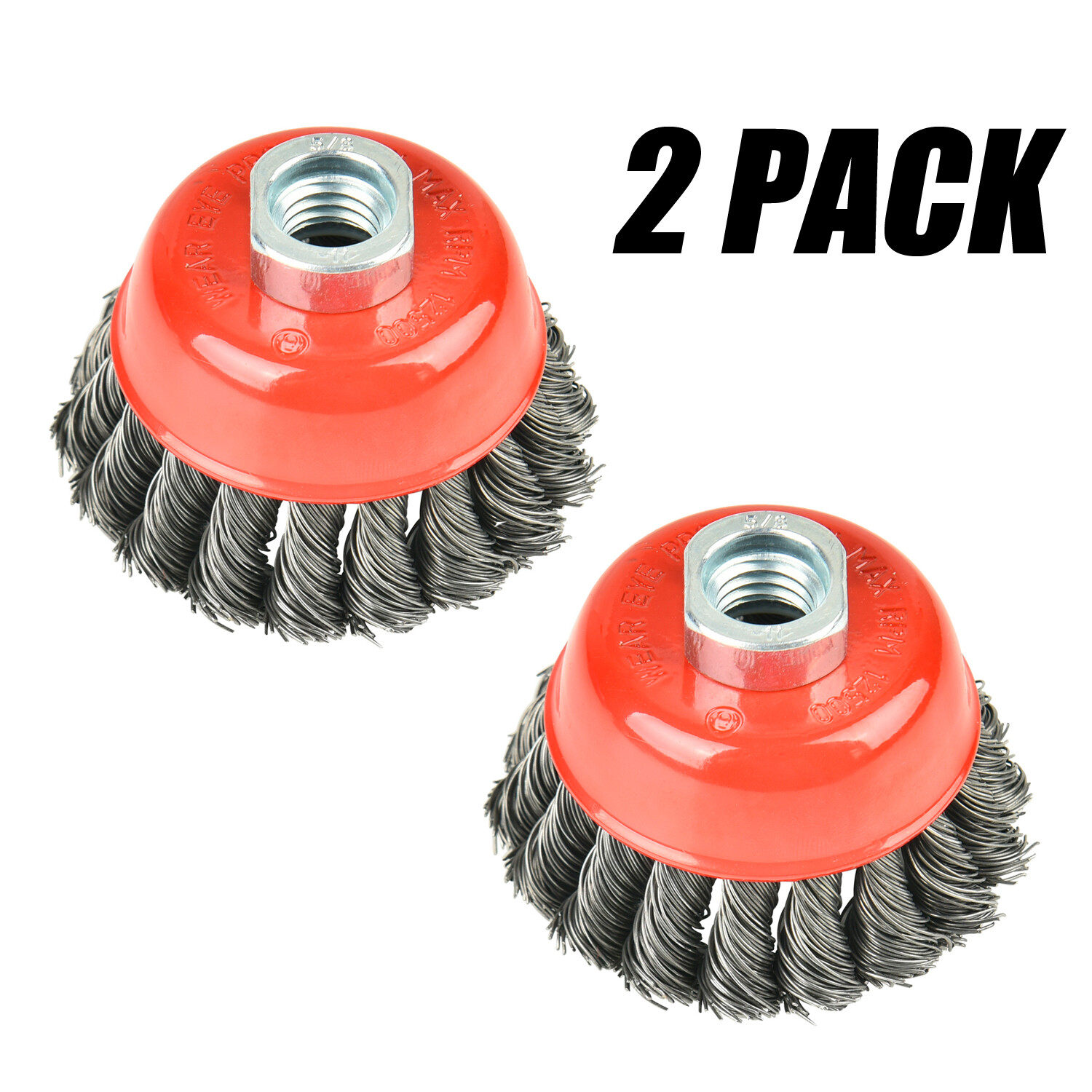 Aain 3 Inch Crimped Twisted Wire Knotted Cup Brush Angle Grinders 5/8″-11 Thread
