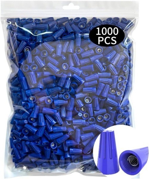 1000 Pcs Electrical Wire Connectors Nuts, Blue Screw Springs Caps Wire Twist