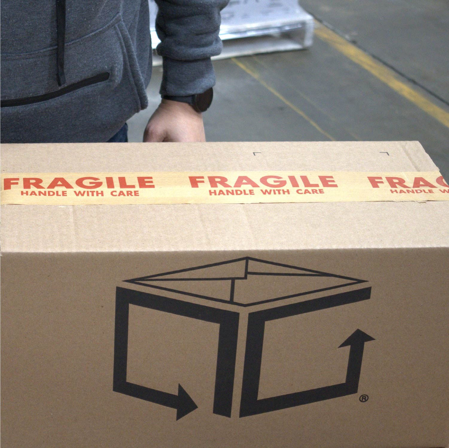 12 Rolls, Wolverine 50.0 Fragile Printed Kraft Gummed Tape, 2.83″ x 180′ 6.3 Mil
