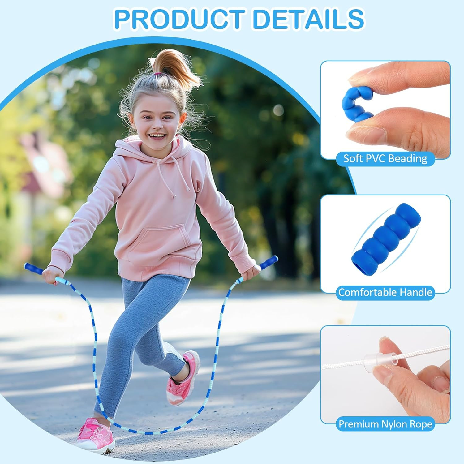 Jump Rope for Kids, Adjustable Jump Ropes for 4 5 6 7 8 10 12, Tangle Free Jumpi