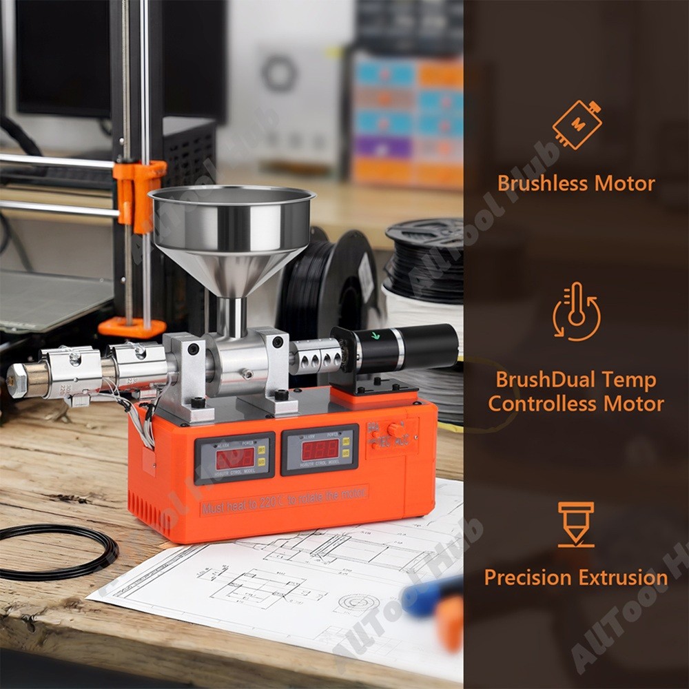 Desktop Filament Extruder 1.75mm 110V PLA ABS PETG Recycler Maker for 3D Printer