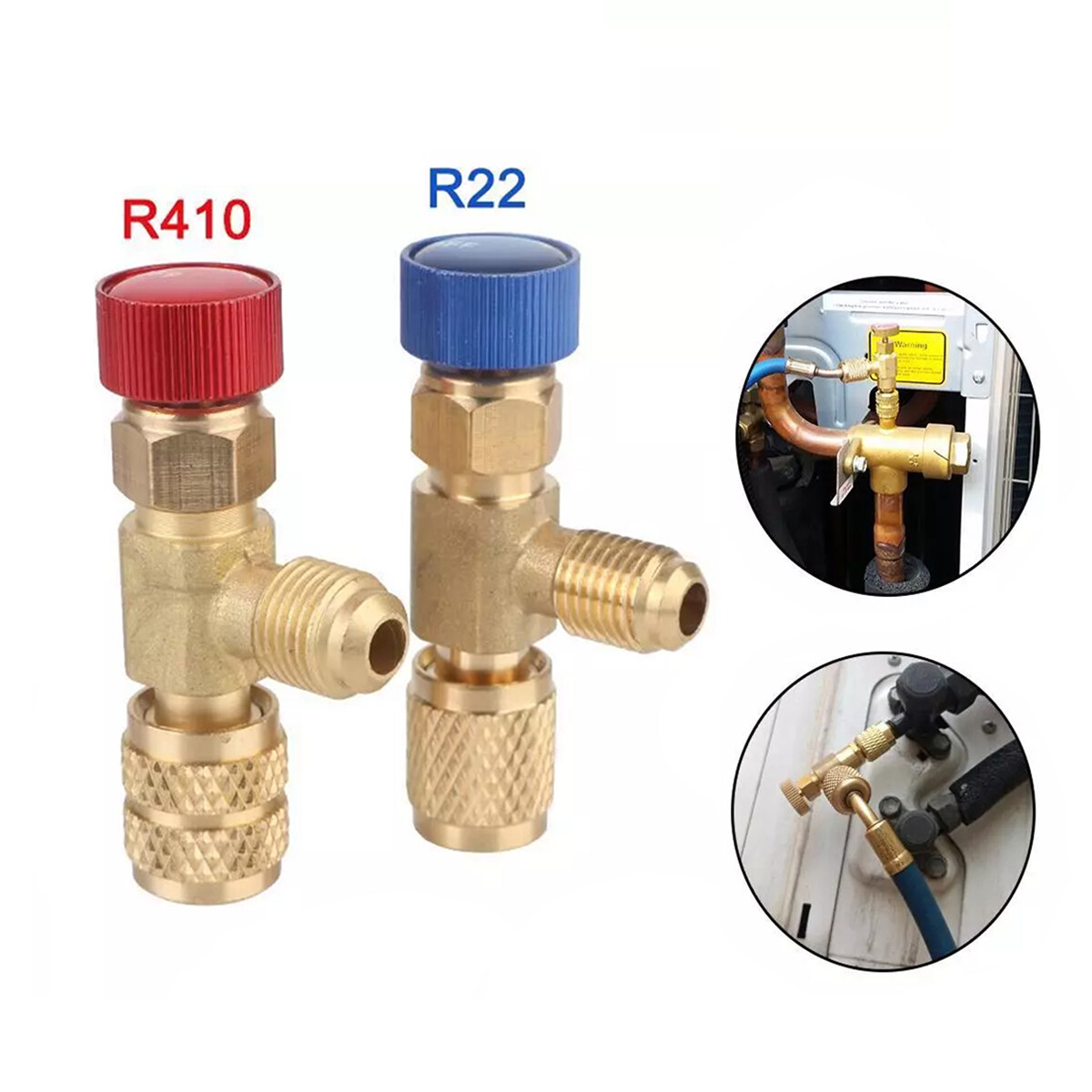 2PC Refrigerant Service Charging AC Adapter For R410 R22 1/4″ 5/16″ Liquid Valve