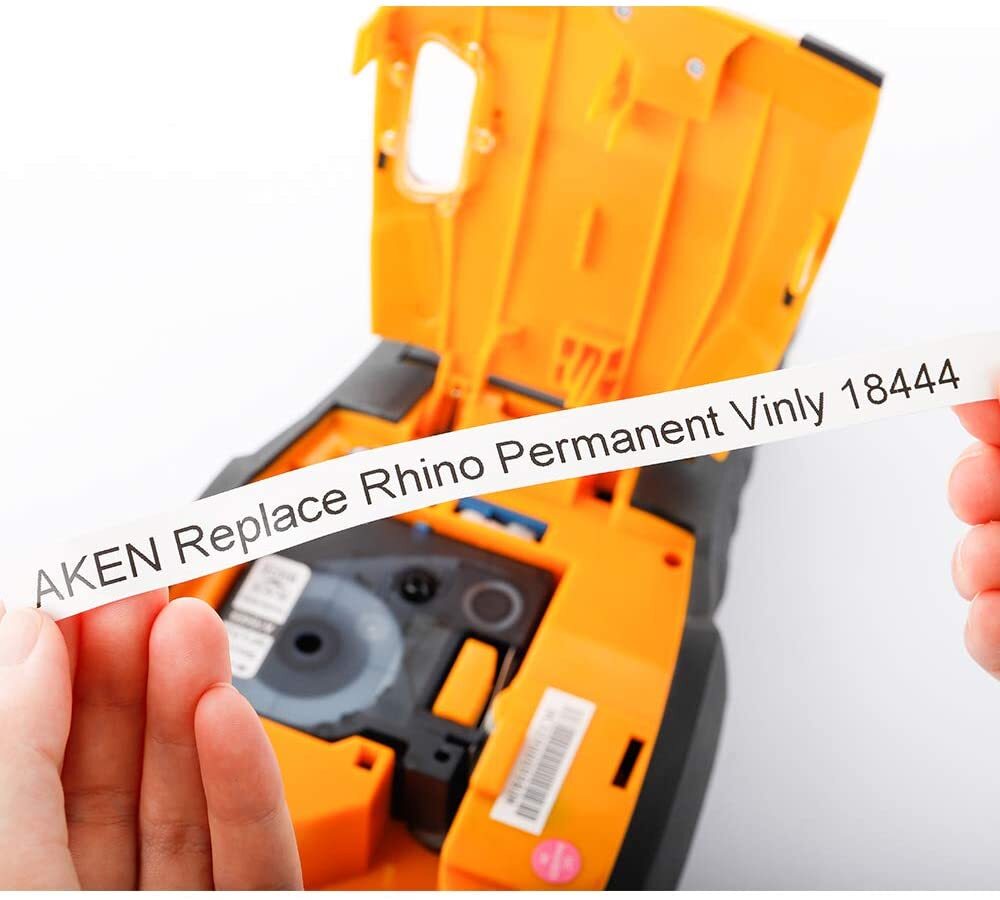 5PK Vinyl Label Tape 18444 12mm Black / White for DYMO RHINO 3000 4200 5200 6000