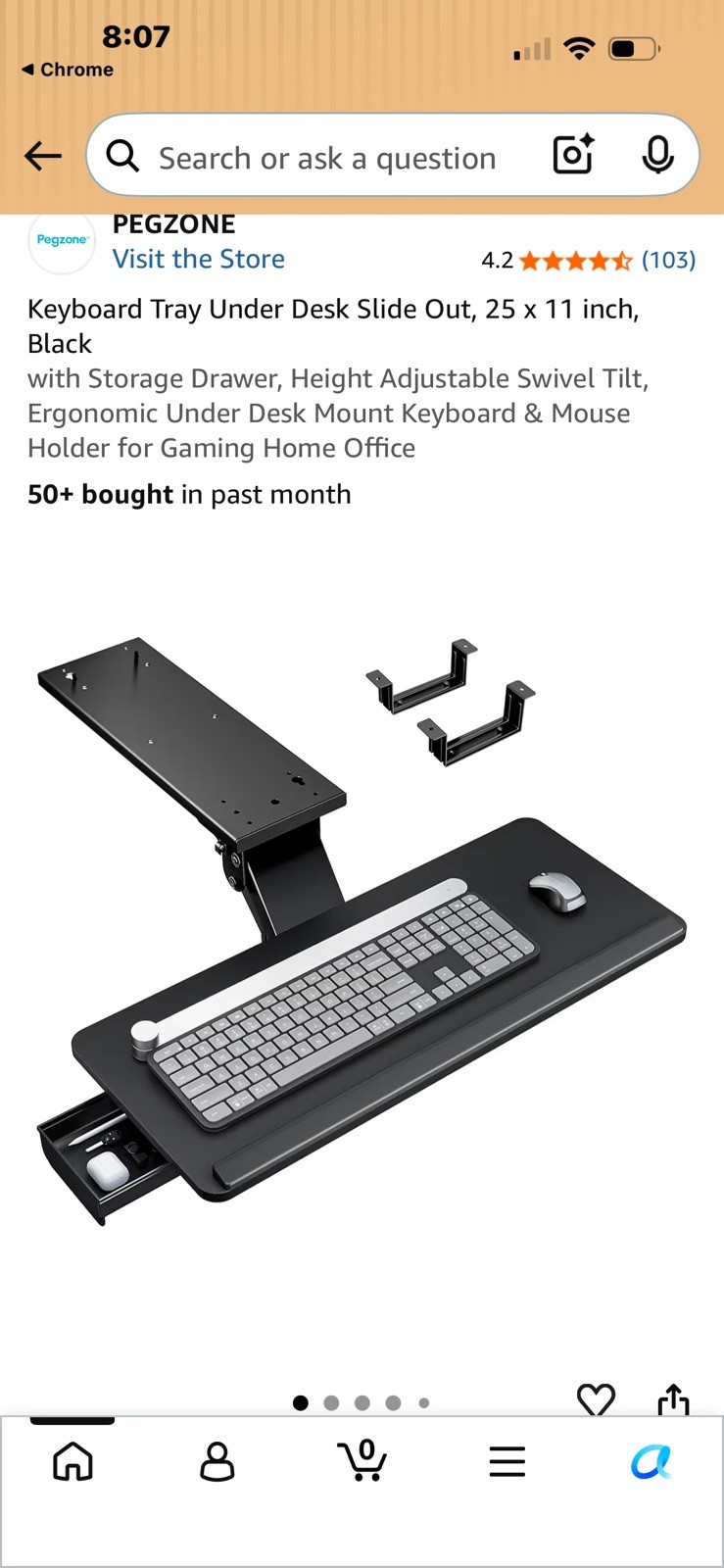 PEGZONE Keyboard Tray Under Desk with Storage Drawer, Height Adjustable Keyboard