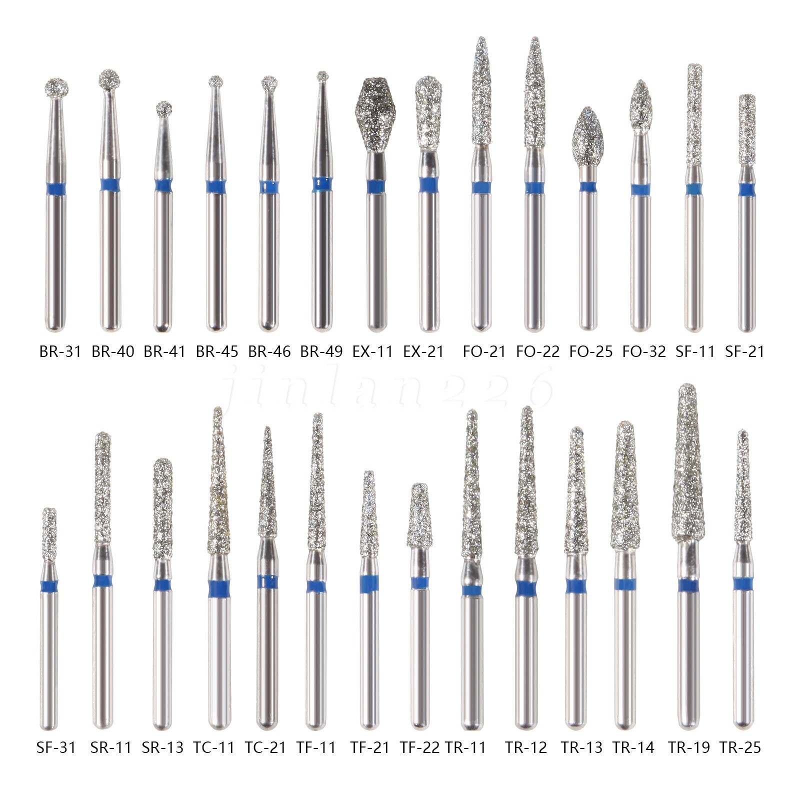 50pcs Fresas es de Diamante FG Mezclado Diamond Burs FG 1.60mm a&