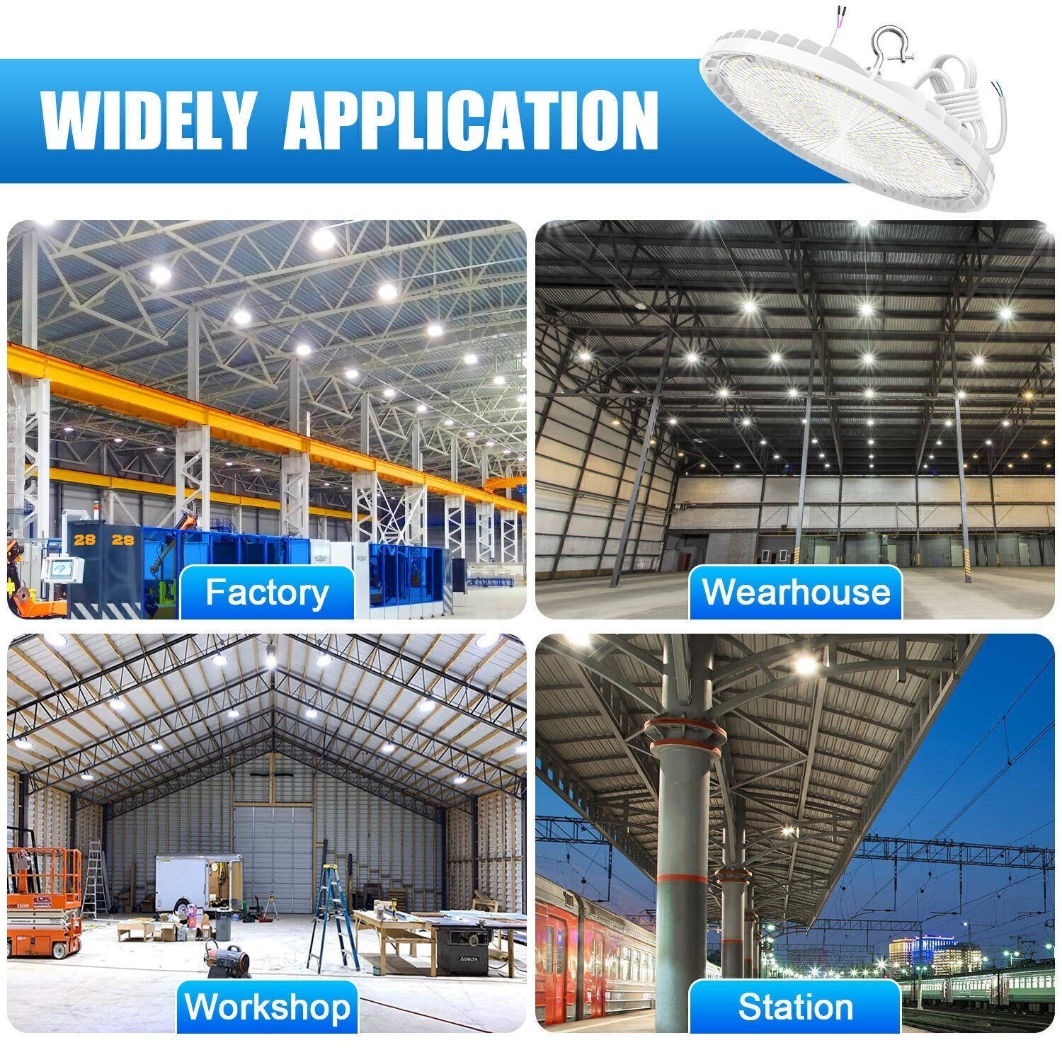 6Pack 150W UFO Led High Bay Light Commercial Warehouse Shop Fixture 22,500LM