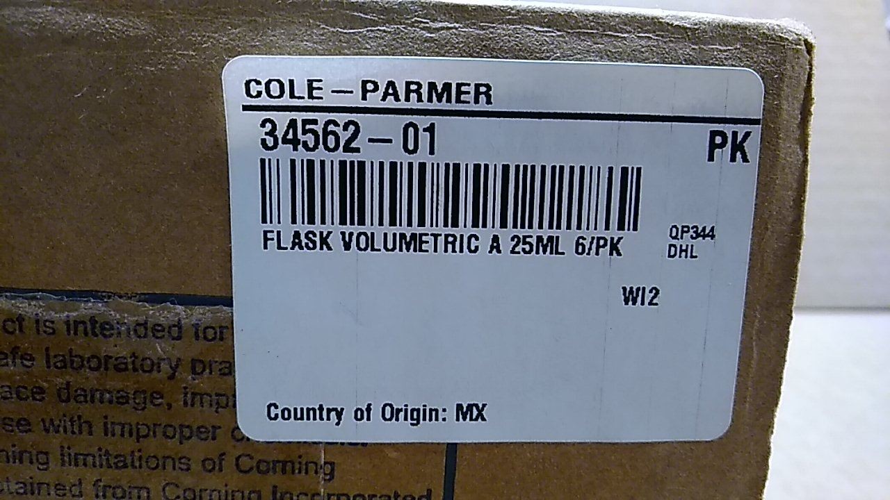 Pyrex 5660-25 6 Pk 25 mL Capacity Glass Volumetric Flask
