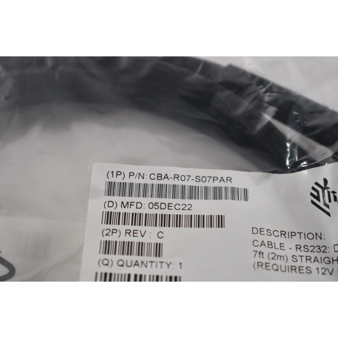 NEW Zebra CBA-R07-S07PAR RS232 DB9 Female 7ft Straight Scanner Cable 12V