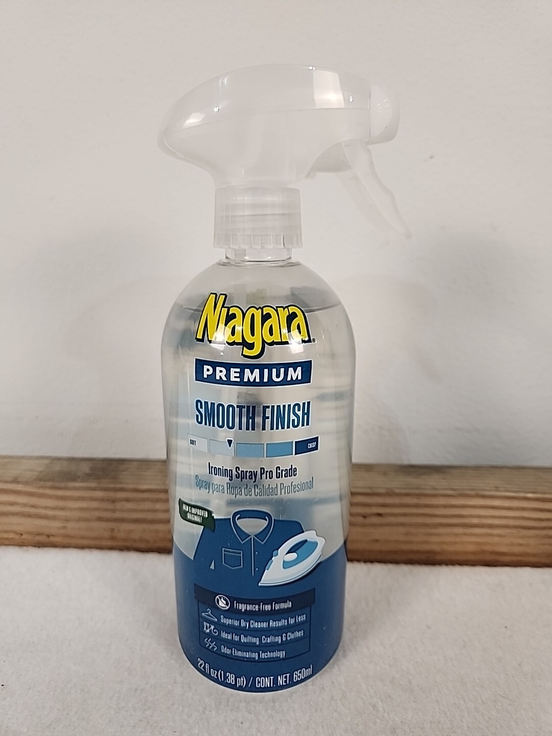 Niagara Spray Starch 22 Oz, Trigger Pump Liquid Starch for Ironing, Spray Bottle