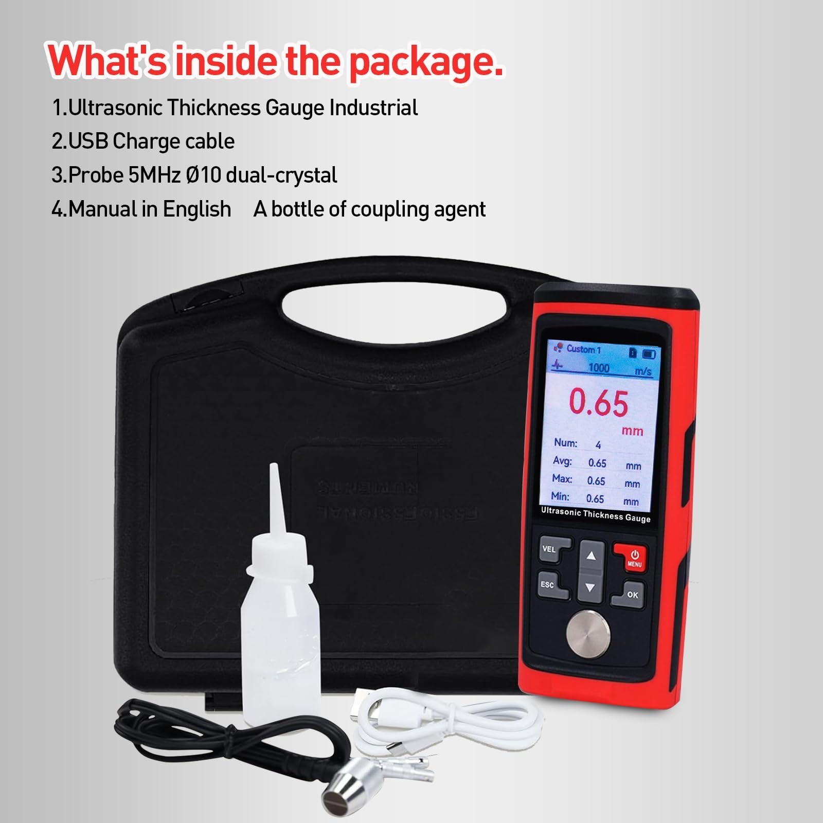 Ultrasonic Thickness Gauge Tool for Metal, Plastic, Glass & PVC – 1MM to 300MM R