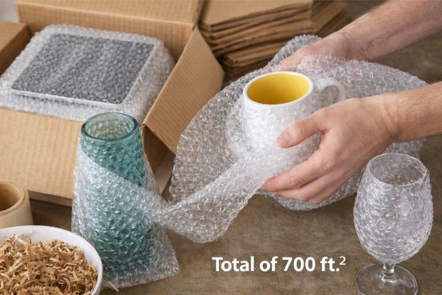 700ft x 12” bubble cushioning wrap 3/16-Perforated Every 12” Made In USA.