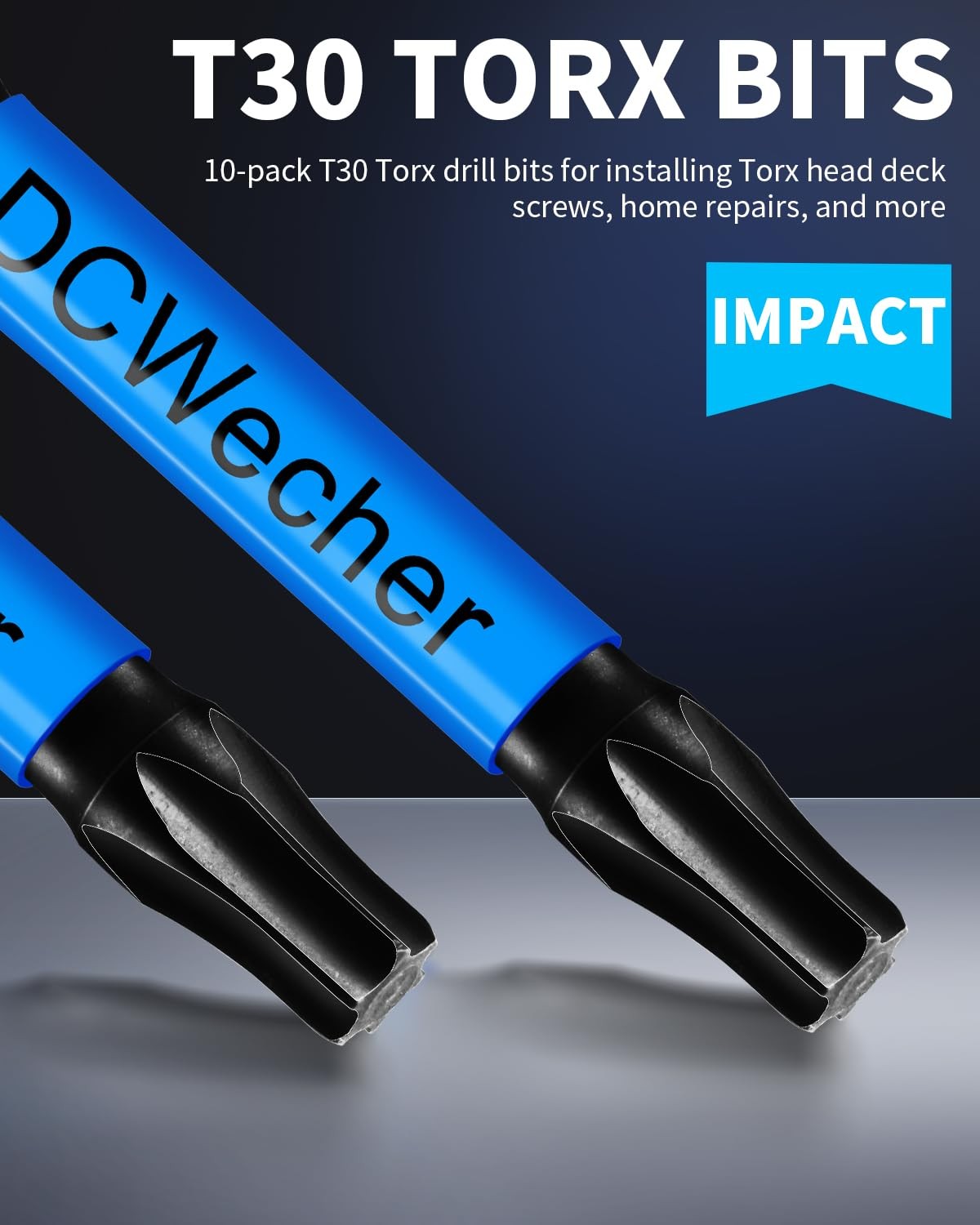 10-Pack T30 Torx Bit, Impact T-30 Bit 10-PCS 2 Inch, Blue