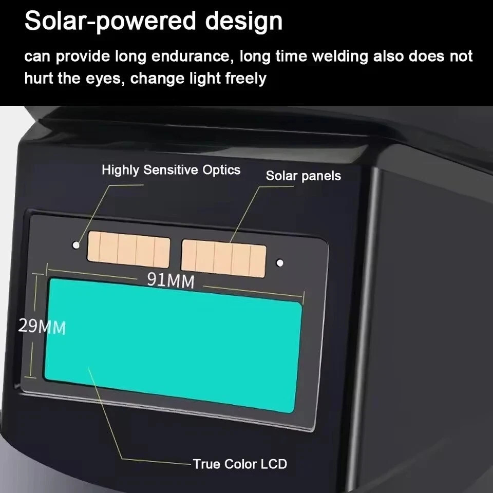 Solar Powered Auto Darkening Welding Helmet – Large View, True Color, High Temp