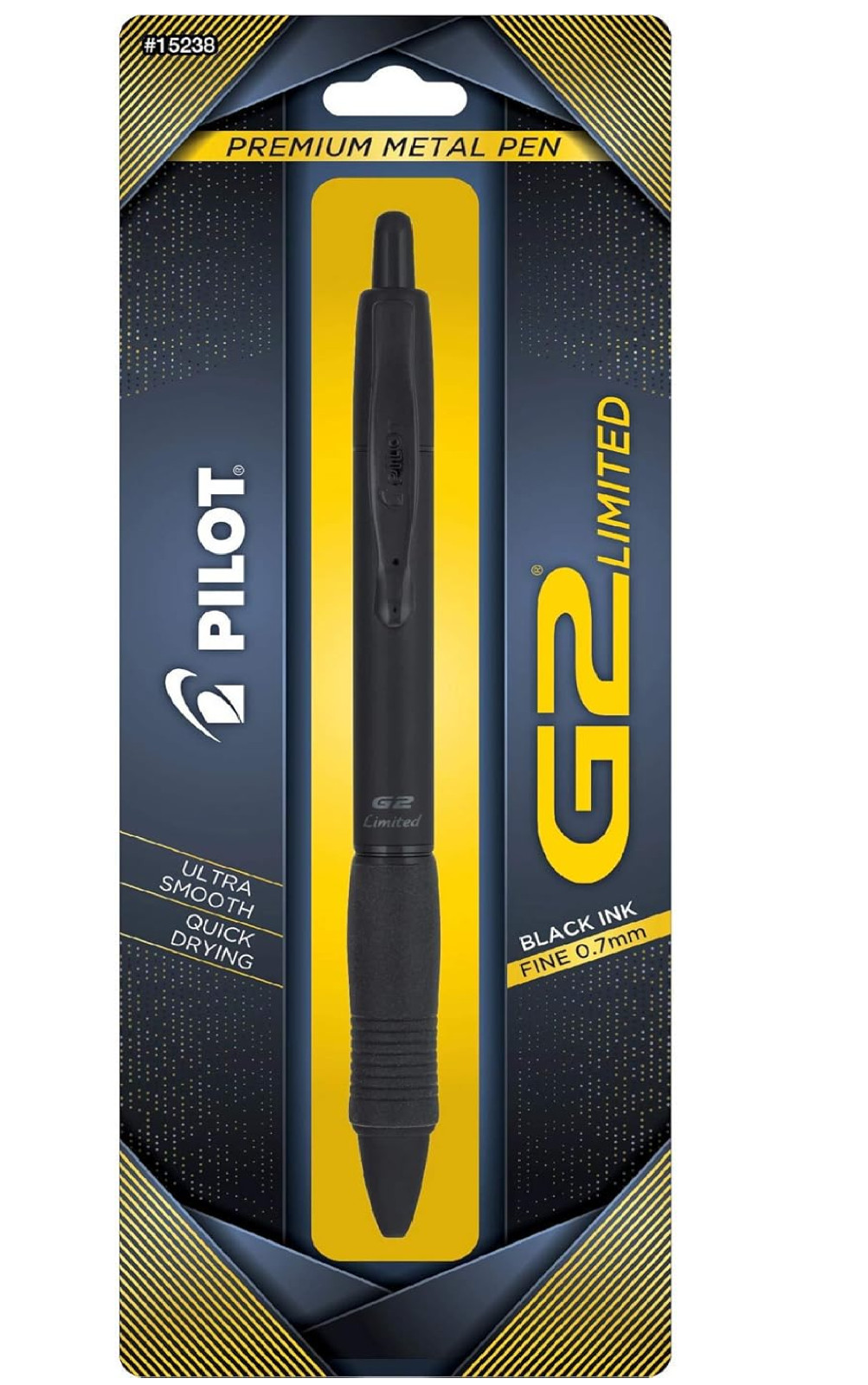 Pilot, G2 Limited Premium Gel Roller Pen, Fine Point 0.7 Mm, Matte Black Barrel,