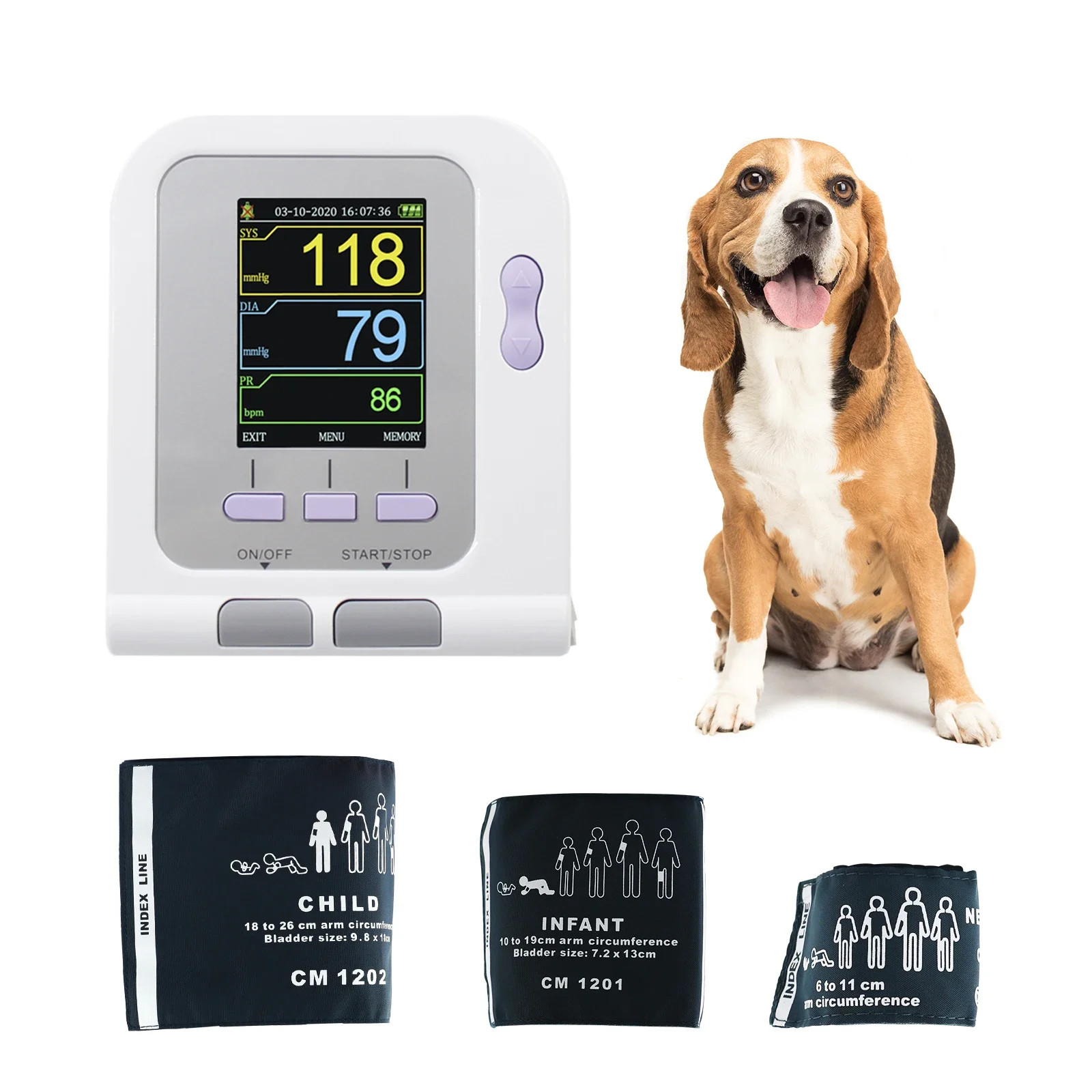 CONTEC 08A-VET Veterinary Blood Pressure Monitor with NIBP SpO2 Probe-