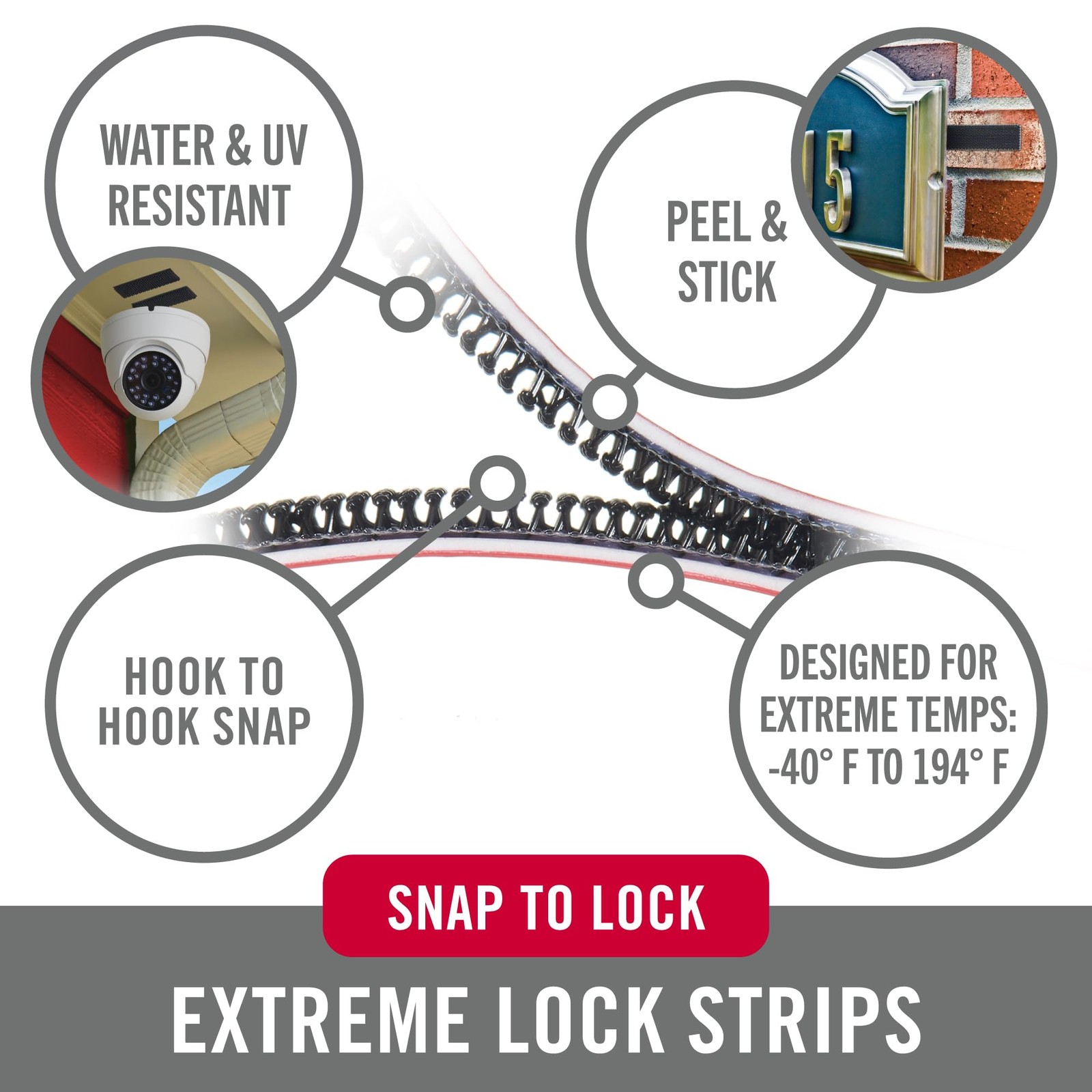 VELCRO Brand Extreme Lock Mounting Strips 3 x 1 inch strips, 4 sets, Black