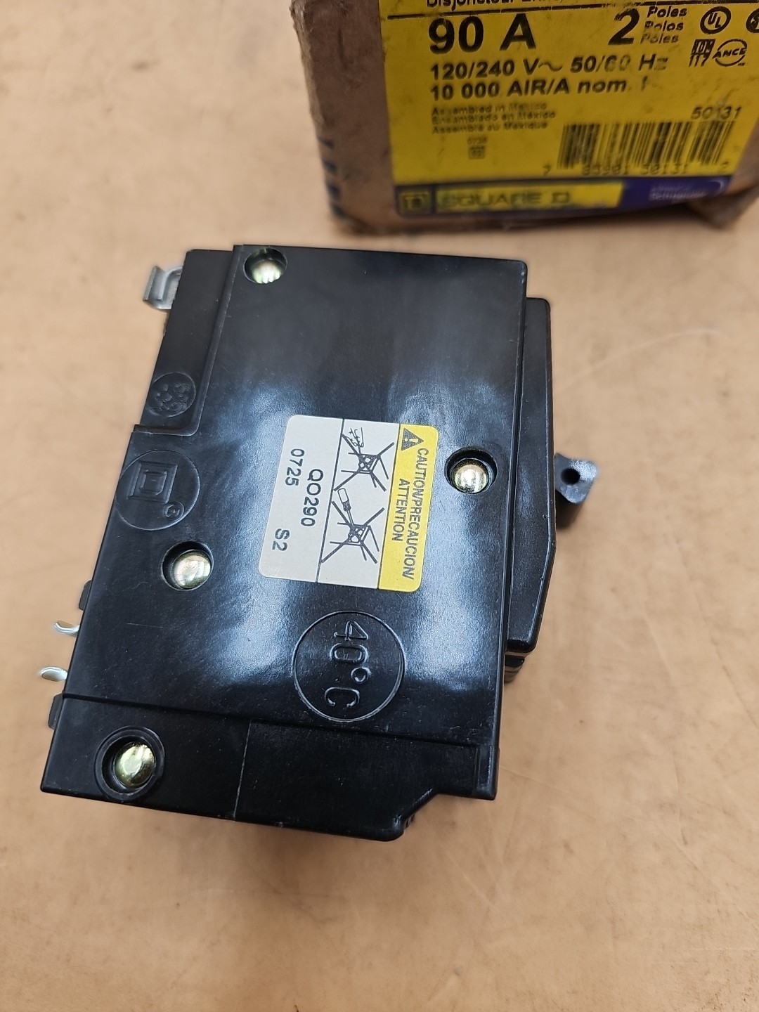 Square D QO290 2 Pole 90 Amp Type QO Plug-On Circuit Breaker