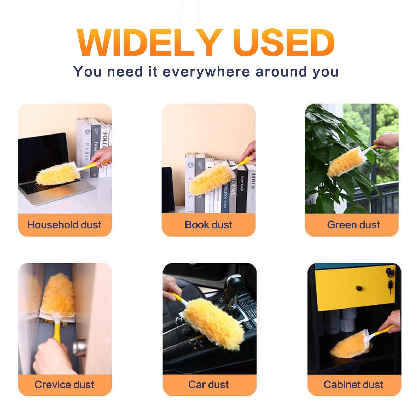 Heavy Duty Duster Refills, Disposable Dusters Kit for 60PCS+2Handle, Yellow