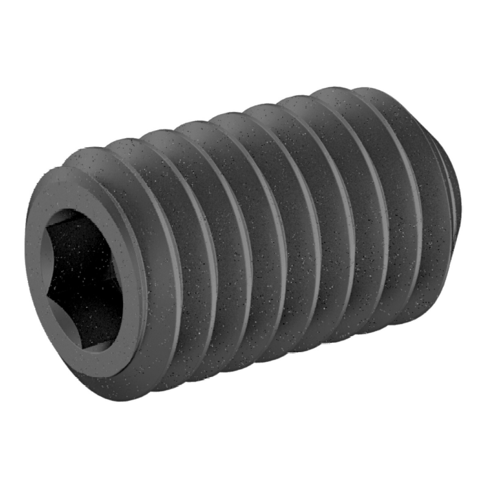 M6 x 10mm Lg, (M6x1.0 Thread) Socket Set Screw, Cupped Point, Black Oxide Finish