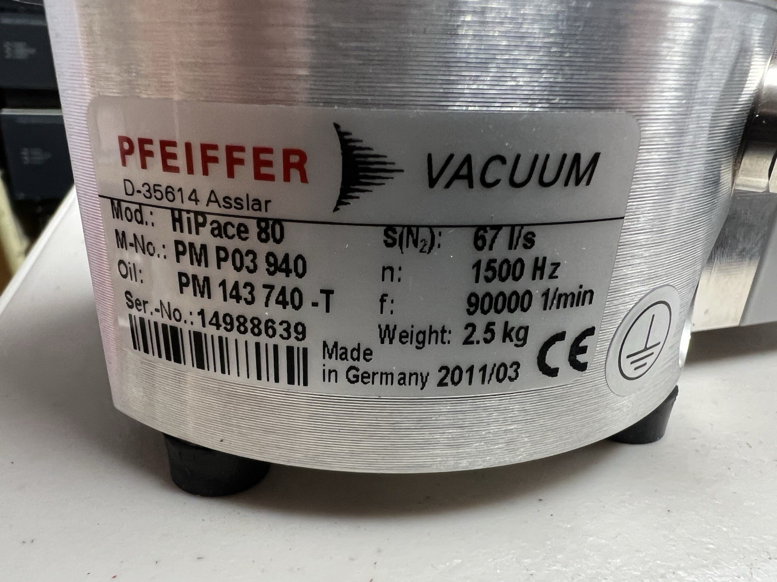 Pfeiffer Vacuum HiPace 80 Turbo Pump with TC 110 24v Controller – PM C01 970 A