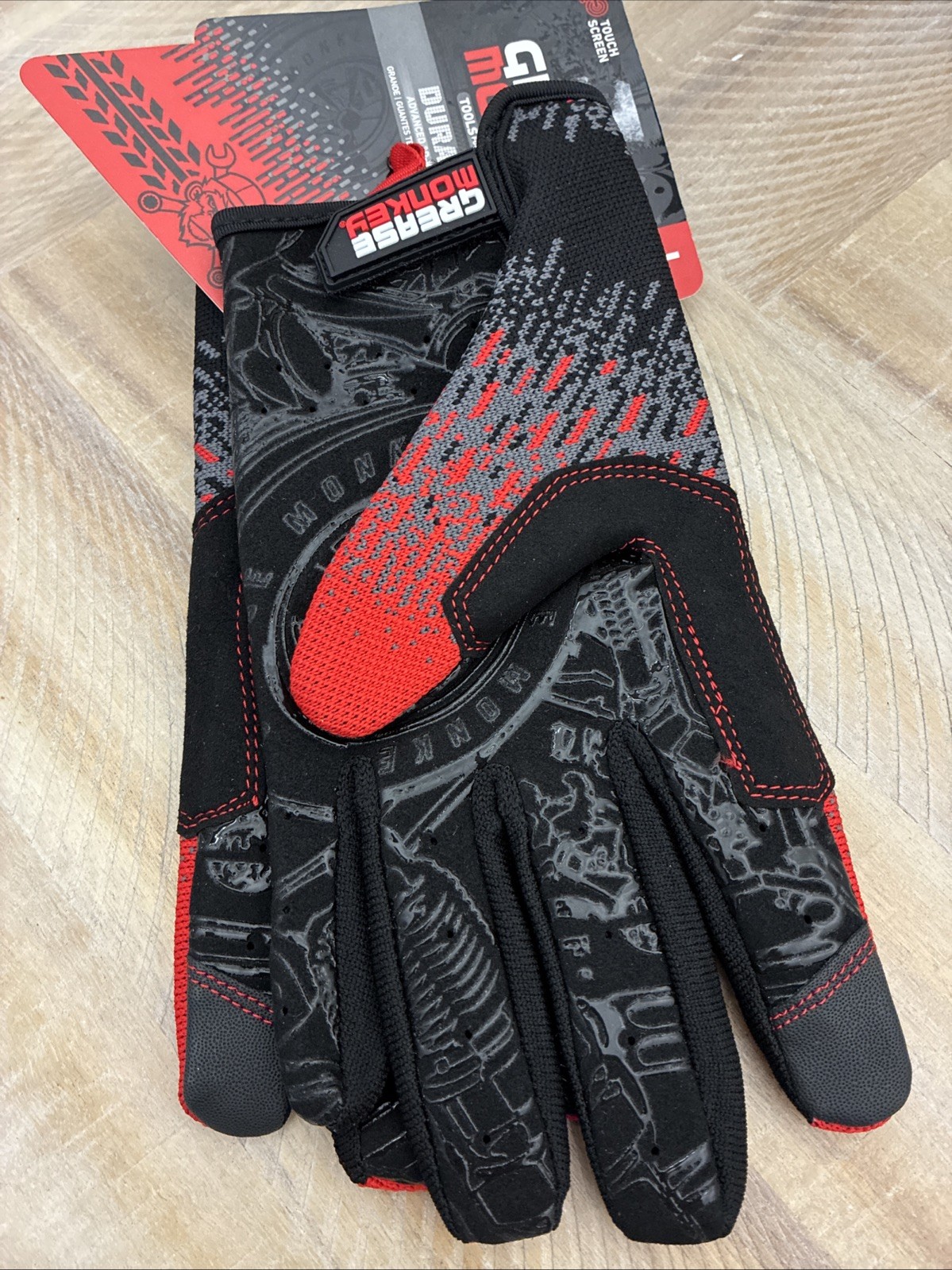 Grease Monkey Dura-knit Large Gloves Black Grey Extreme Grip – 1 Pair