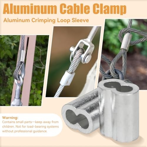 1/8″ (3Mm) Aluminum Crimping Loop Sleeve for Wire Rope, Cable Ferrule (100Pcs)