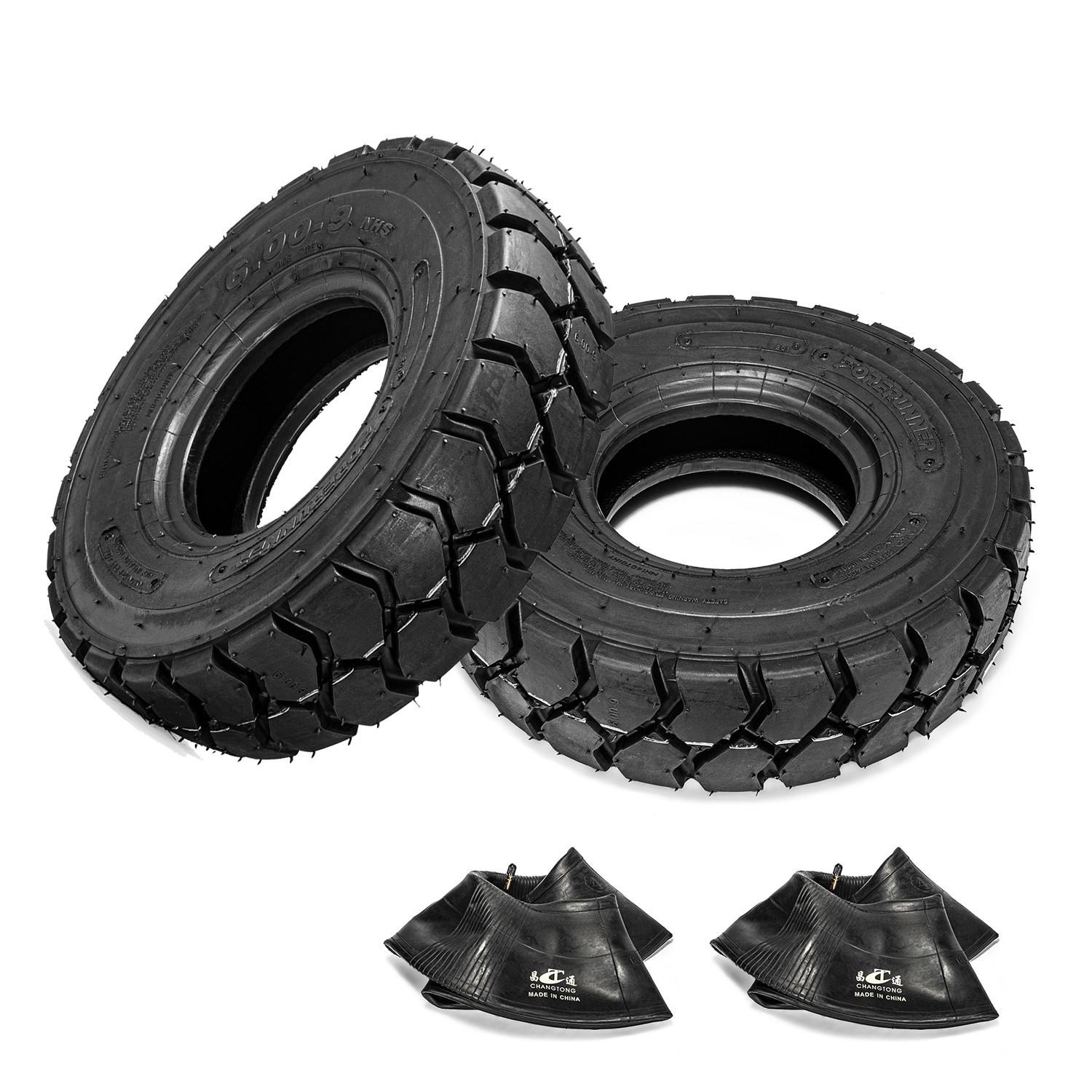 Set 2 6.00-9 Forklift Tires 12 PLY 6.00X9 Tires 600-9 with Tube and Flap