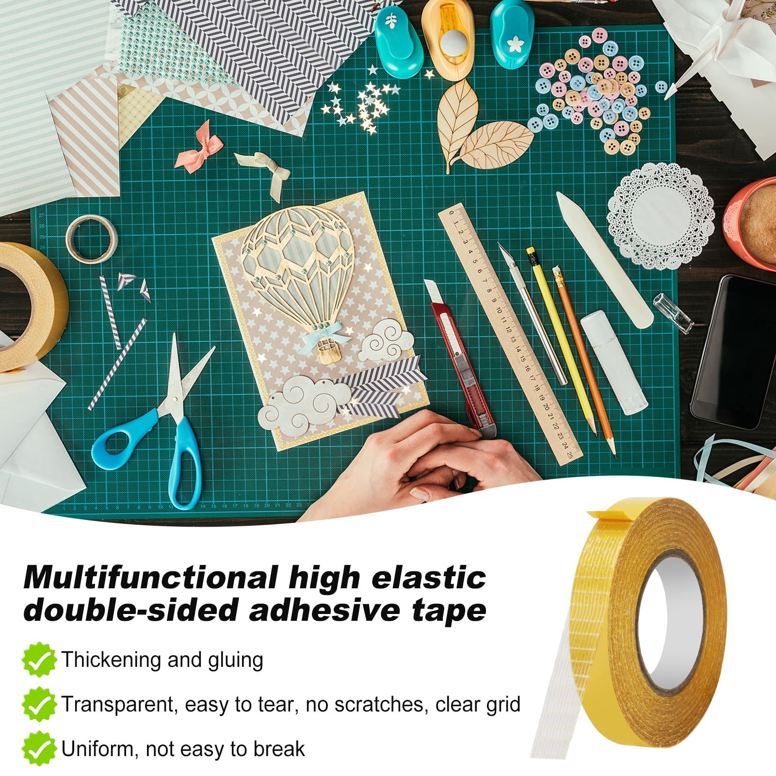 4 Pack， 0.5 in x 33FT/10m，Double Sided Fabric Tape Heavy Duty for Hem，Fashion…