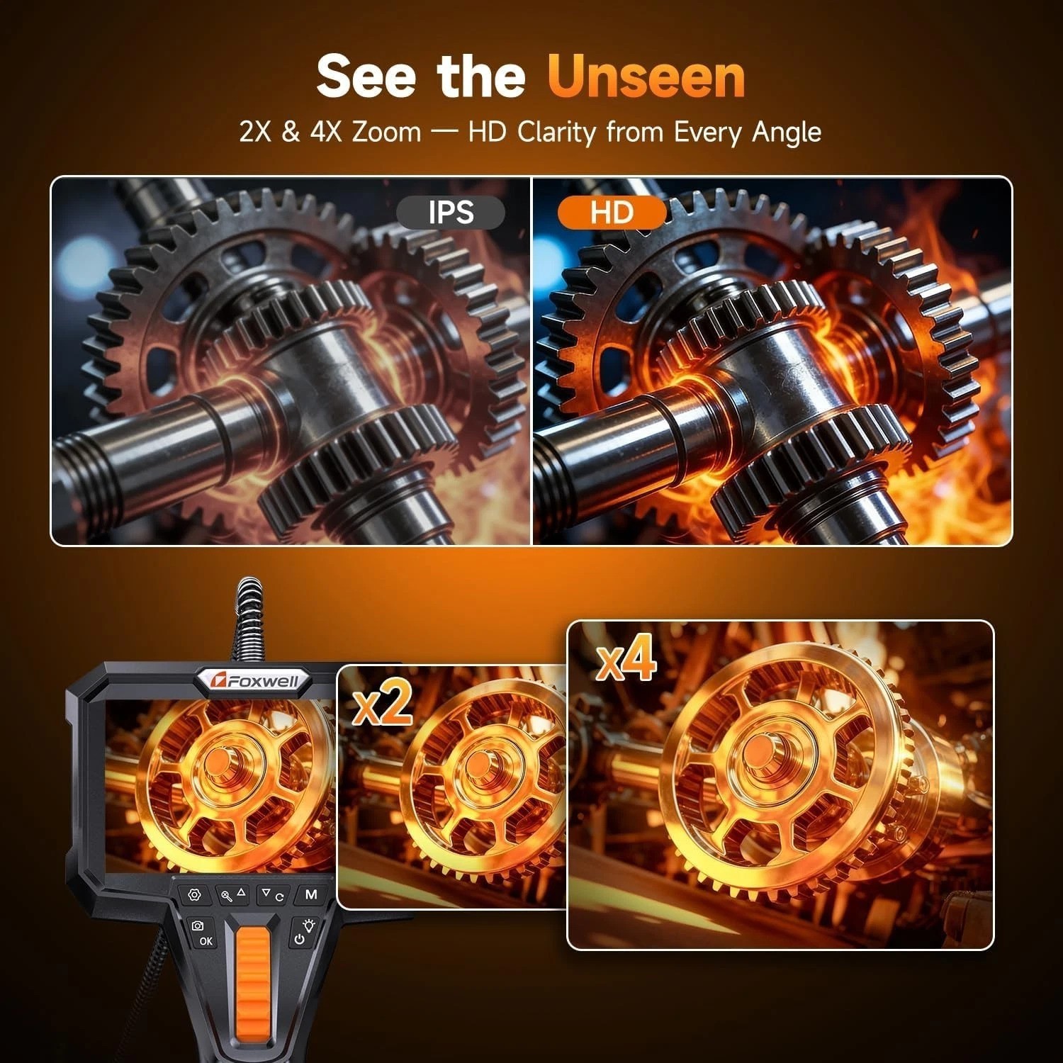 Versatile Y400 Borescope: 220° Articulation, Ultra-Slim Probe & 5-7 Hour Battery