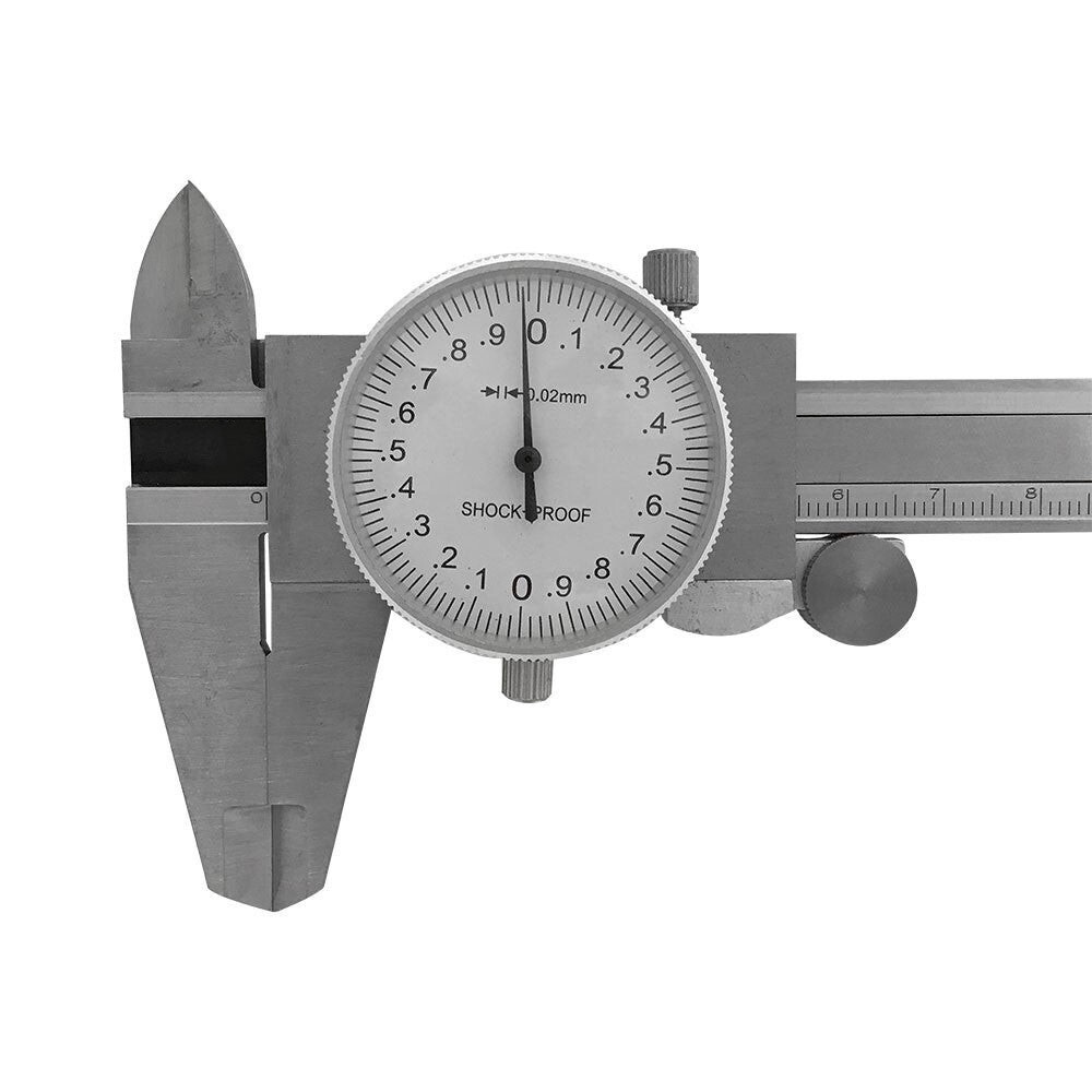 150mm Precision Metric Dial Caliper 0.02mm Stainless Steel Graduation Shockproof