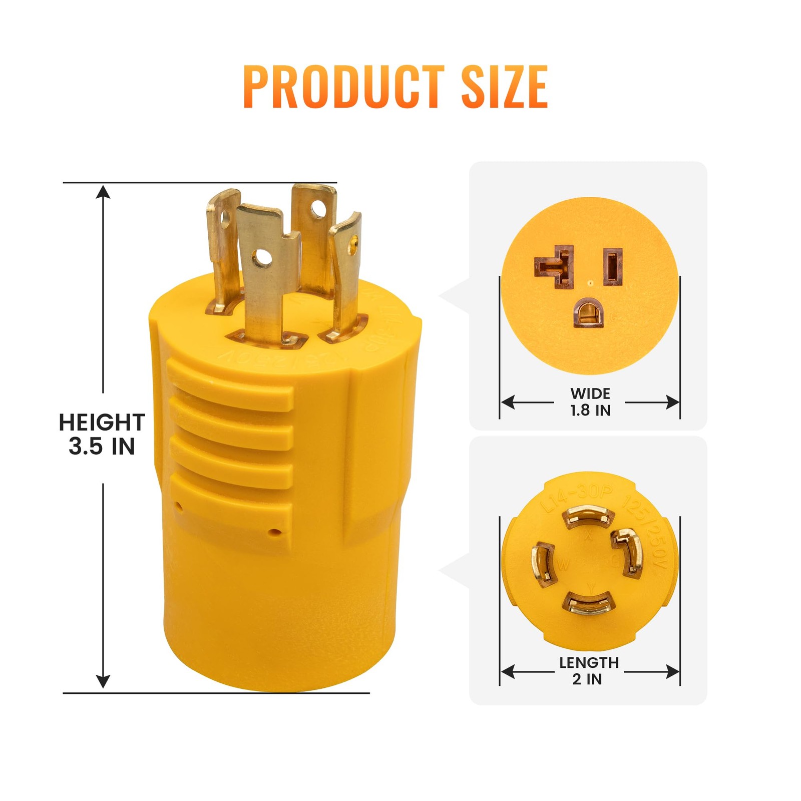 NEMA L14-30P to 5-15R 5-20R Generator Adapter, 4 Prong Twist Lock Generator L…