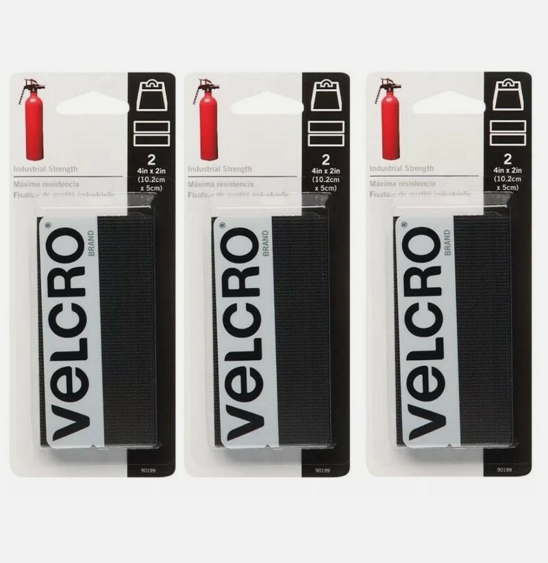 3 ct Velcro Industrial Strength Hook & Loop Fastener 4″ L x 2″ W Black 2pk 90199
