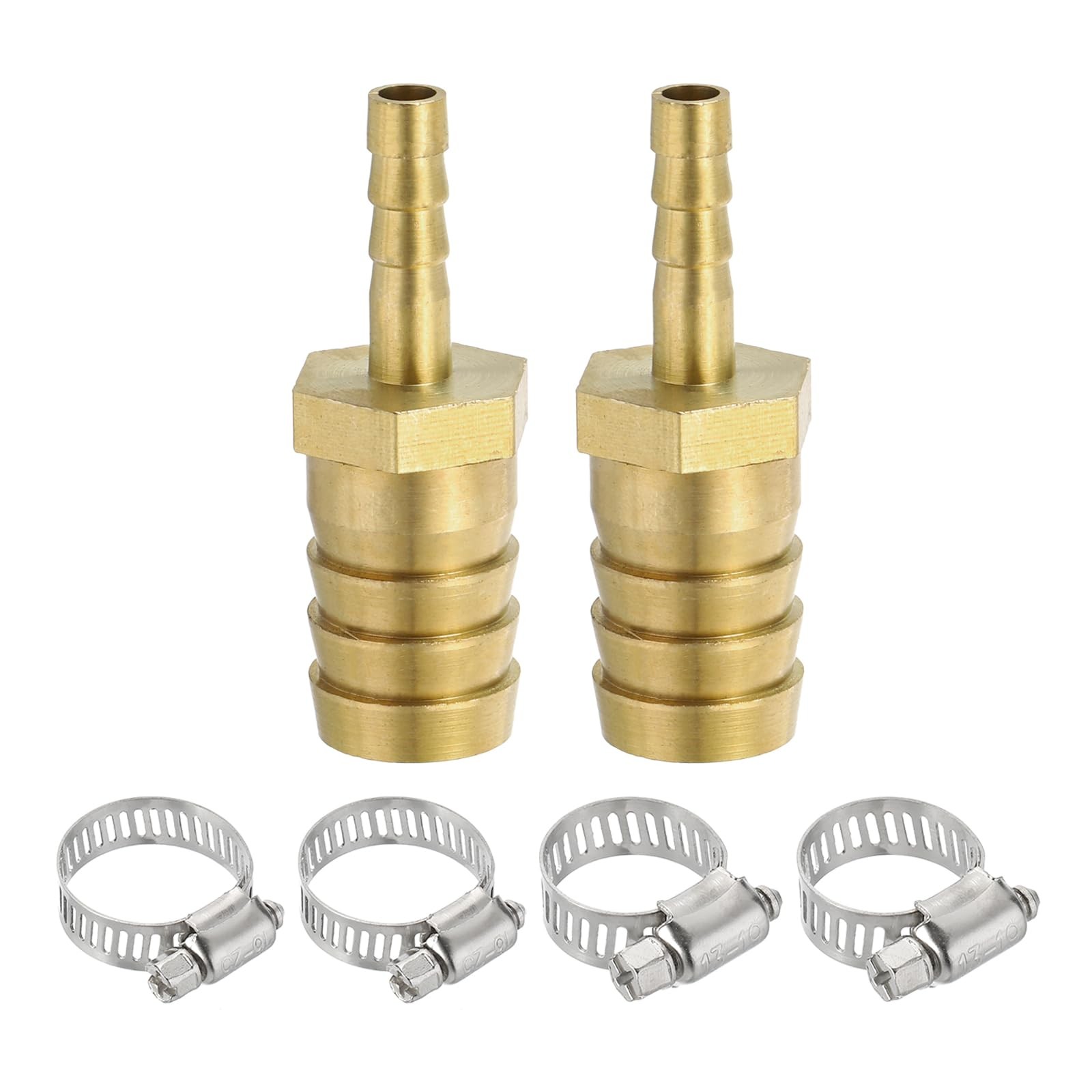 PATIKIL 1/4″ to 5/8″ Brass Hose Barb Reducer, 2Pcs Barbed 1/4″x5/8″,