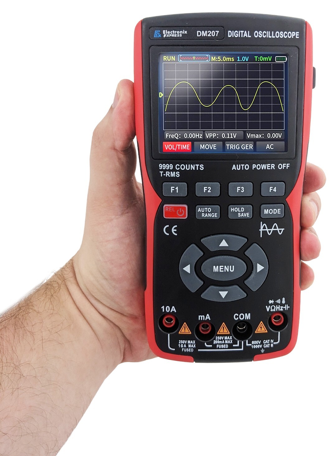Handheld 2-in-1 Oscilloscope Multimeter, Backlit Color Screen, 10 MHz, True RMS