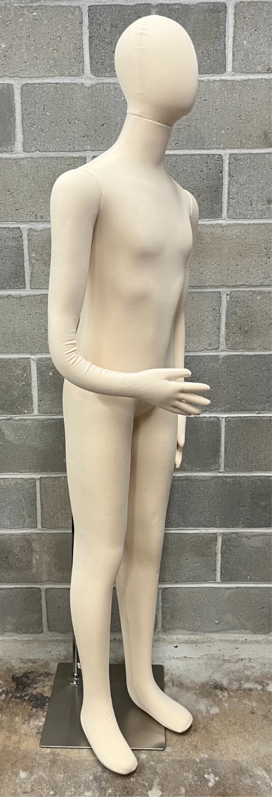 Male Mannequin Poseable Full Cloth Body, Bendable Arms & Legs, Egg Head, NEW