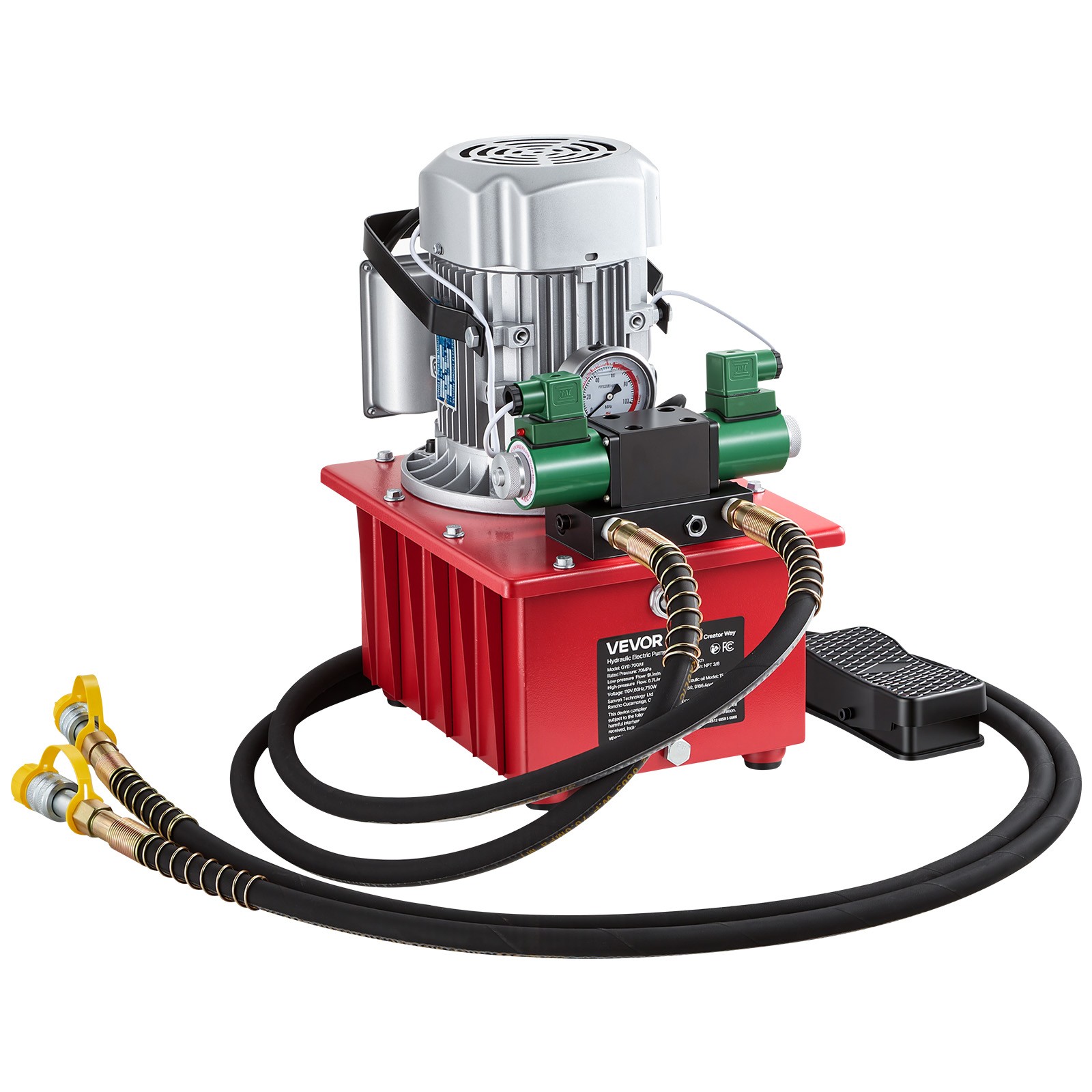 VEVOR Electric Hydraulic Pump 750W 10000 PSI Double Acting Solenoid Valve Pedal
